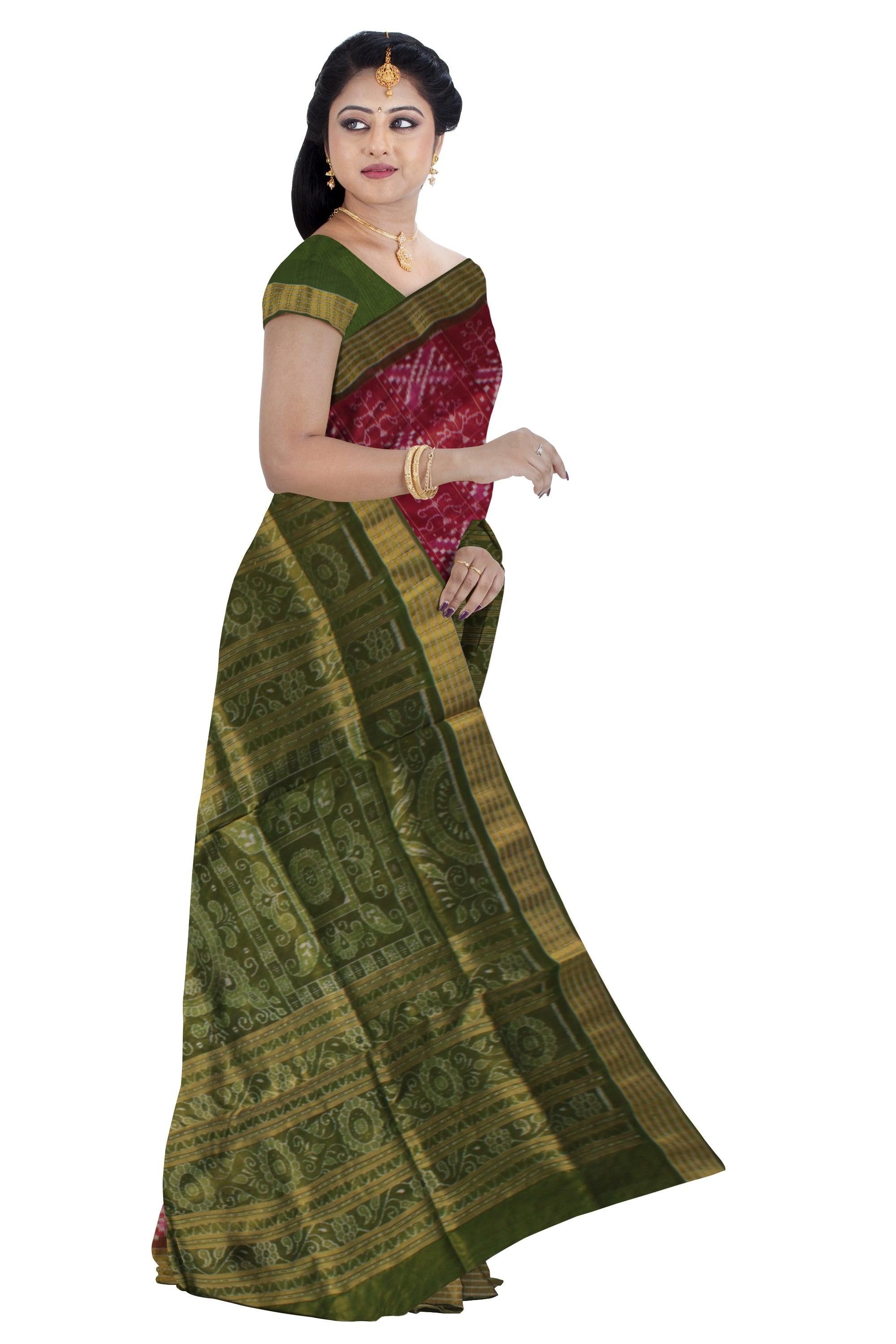 LATEST COLLECTION CROSS AND TREE PATTERN PURE TISSUE SILK SAREE IS  MAROON, PINK AND GREEN COLOR BASE, ATTACHED WITH MATCHING BLOUSE PIECE. - Koshali Arts & Crafts Enterprise