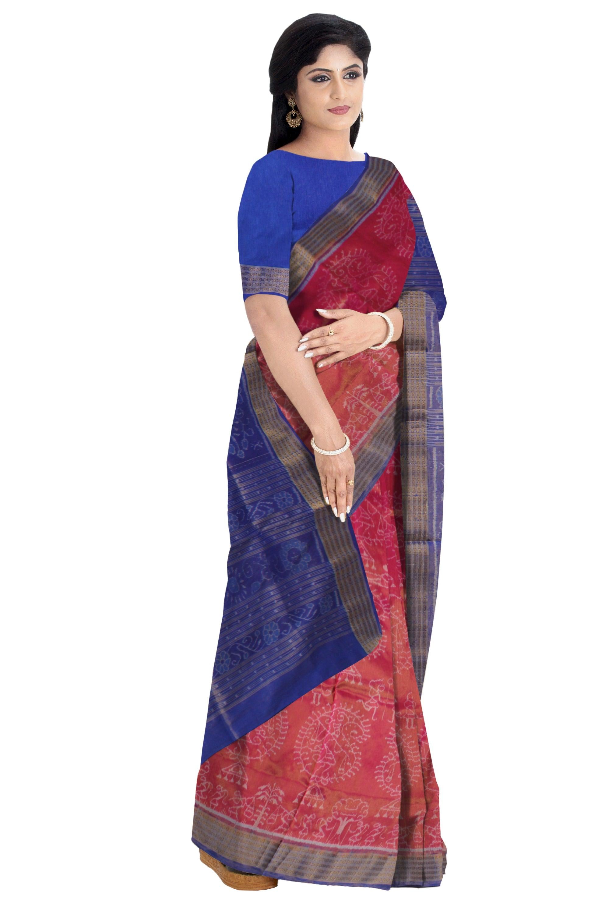 LATEST COLLECTION PURE TISSUE SILK SAREE IS DARK-PINK AND BLUE COLOR BASE, AVAILABLE WITH MATCHING BLOUSE PIECE. - Koshali Arts & Crafts Enterprise