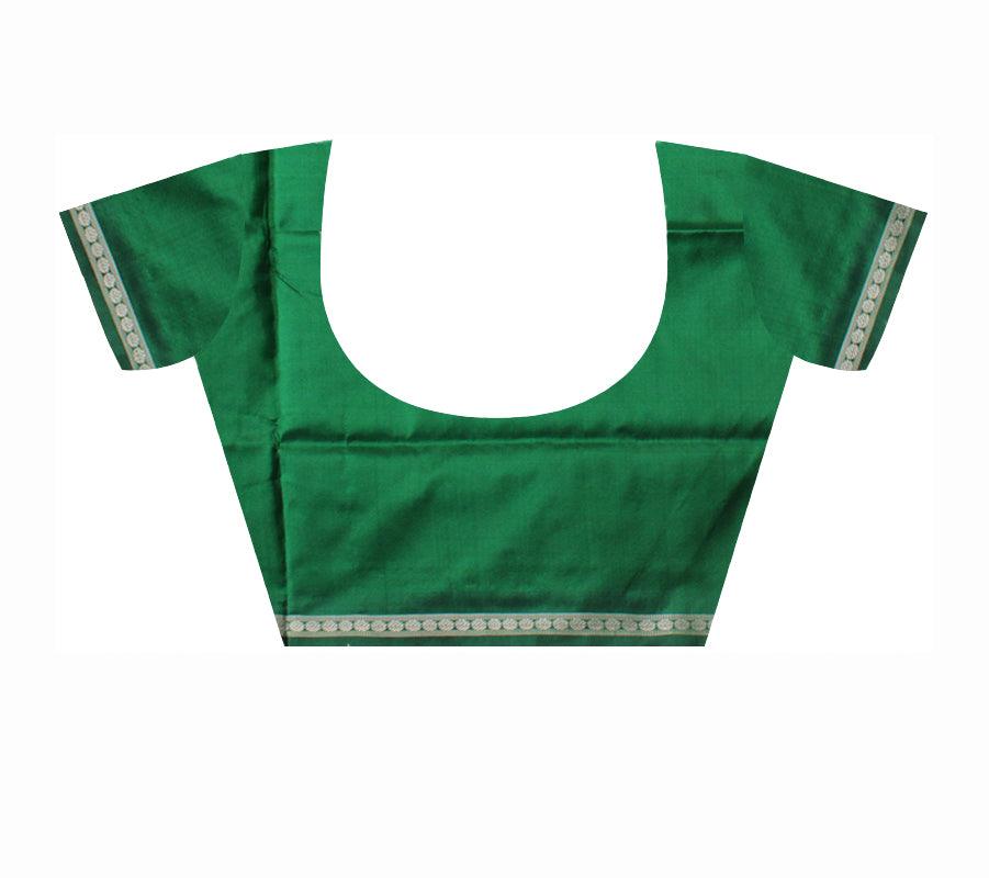 PALLU BOMKEI PRINT PLAIN PATA SAREE IS MAROON AND GREEN COLOR BASE,COMES WITH MATCHING BLOUSE PIECE. - Koshali Arts & Crafts Enterprise
