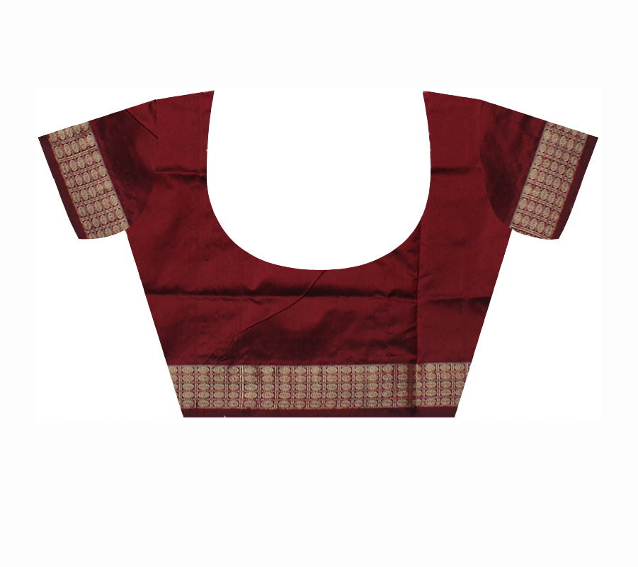 FLOWER PATTERN PATLI PATA SAREE IS CHOCOLATE MAROON AND COFFEE COLOR BASE, AVAILABLE WITH MATCHING BLOUSE PIECE. - Koshali Arts & Crafts Enterprise