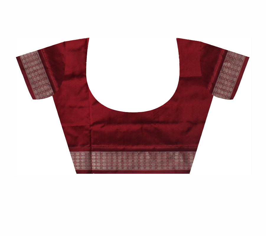 SMALL FLOWER AND PASAPALI PATTERN PATA SAREE IS GREEN AND MAROON COLOR BASE, WITTH BLOUSE PIECE. - Koshali Arts & Crafts Enterprise