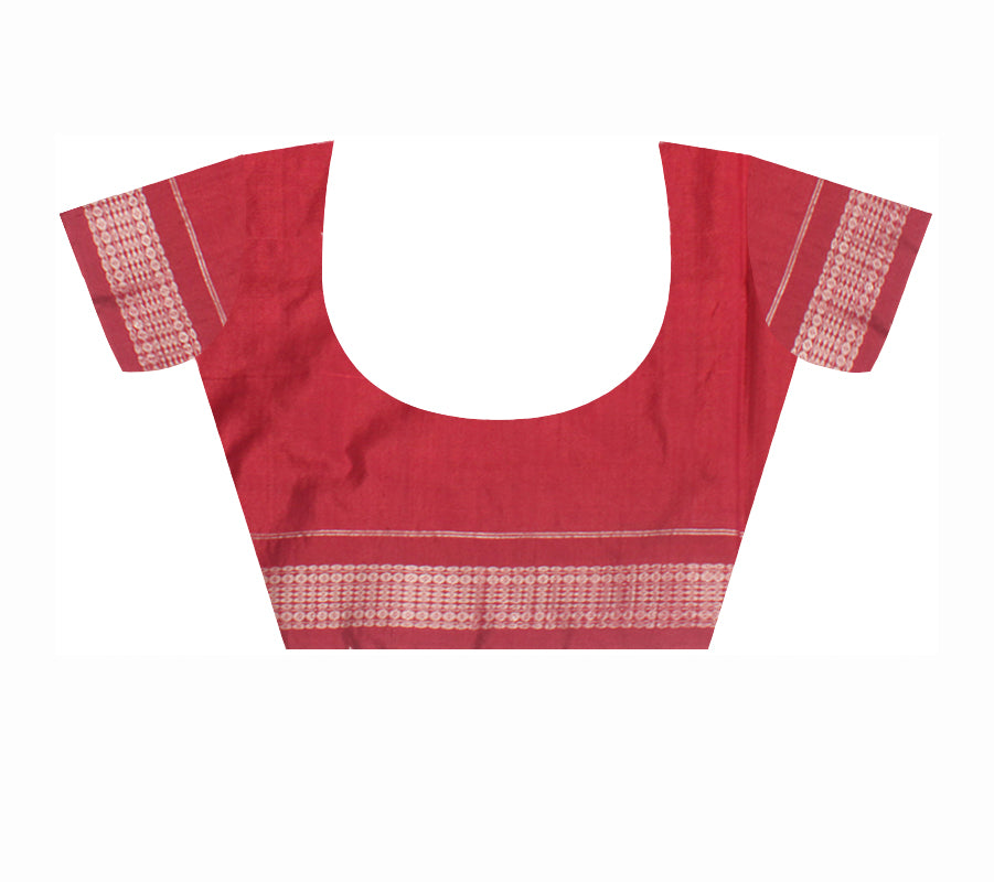 BEAUTIFUL NARTAKI PATTERN PURE COTTON SAREE IS  ORANGE AND MAROON COLOR BASE, COMES WITH MATCHING BLOUSE PIECE. - Koshali Arts & Crafts Enterprise