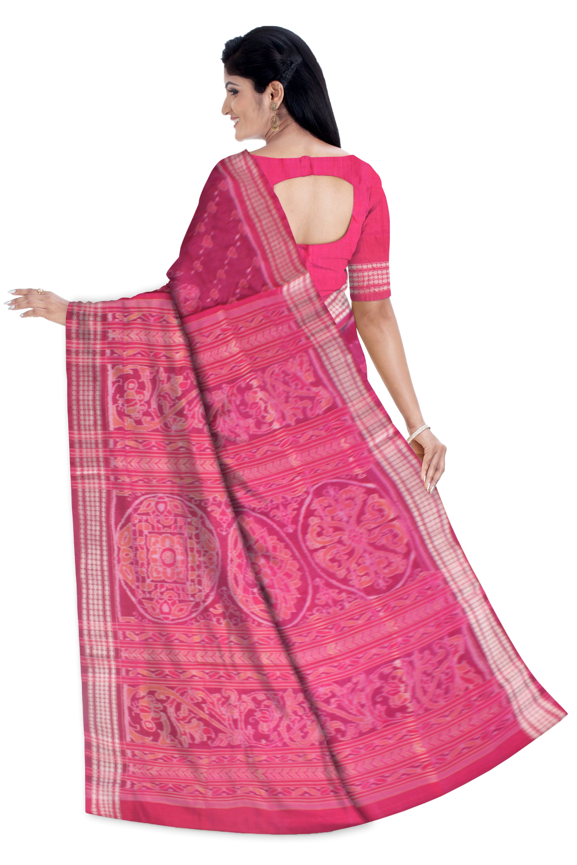 NEW ARRIVAL COUPLE DANCE PATTERN PURE COTTON SAREE IS PINK COLOR BASE,WITH BLOUSE PIECE. - Koshali Arts & Crafts Enterprise