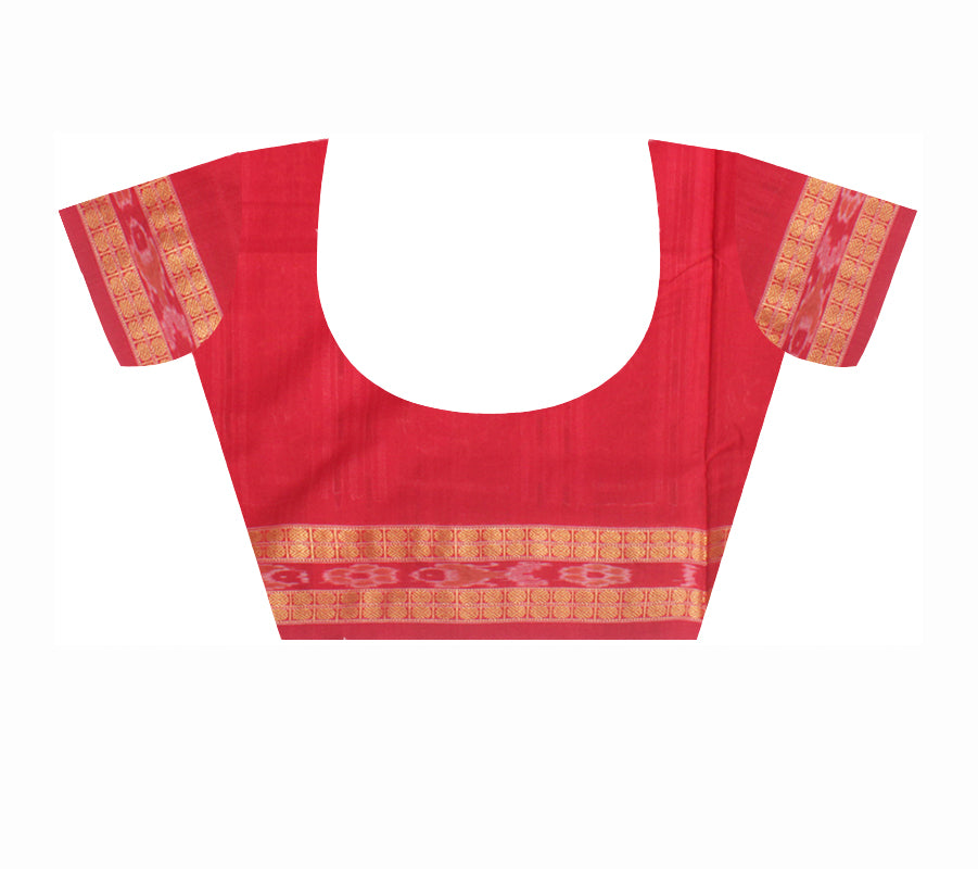 MUSICAL INSTRUMENT WITH ODISHI DANCE PATTERN PURE COTTON SILK SAREE IS DARK- COFFEE AND RED COLOR BASE,WITH BLOUSE PIECE. - Koshali Arts & Crafts Enterprise