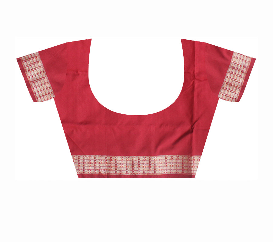 SMALL BOX PATTERN PATLI PATA SAREE IS RED AND MAROON COLOR BASE,WITH BLOUSE PIECE. - Koshali Arts & Crafts Enterprise