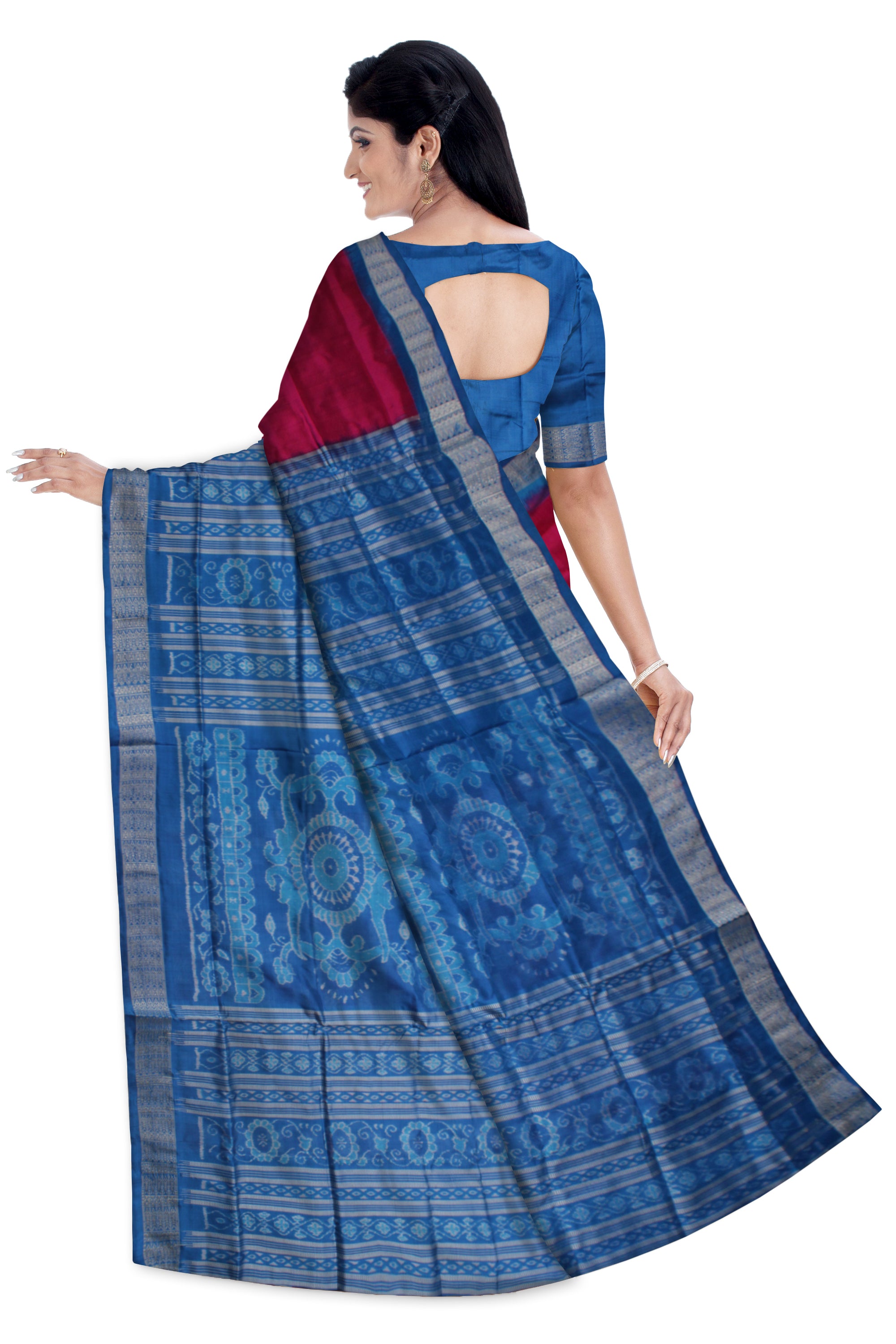 MARRAIGE COLLECTION PURE PASAPALI SILK SAREE IS RANI PINK AND SKY COLOR BASE,WITH BLOUSE PIECE. - Koshali Arts & Crafts Enterprise