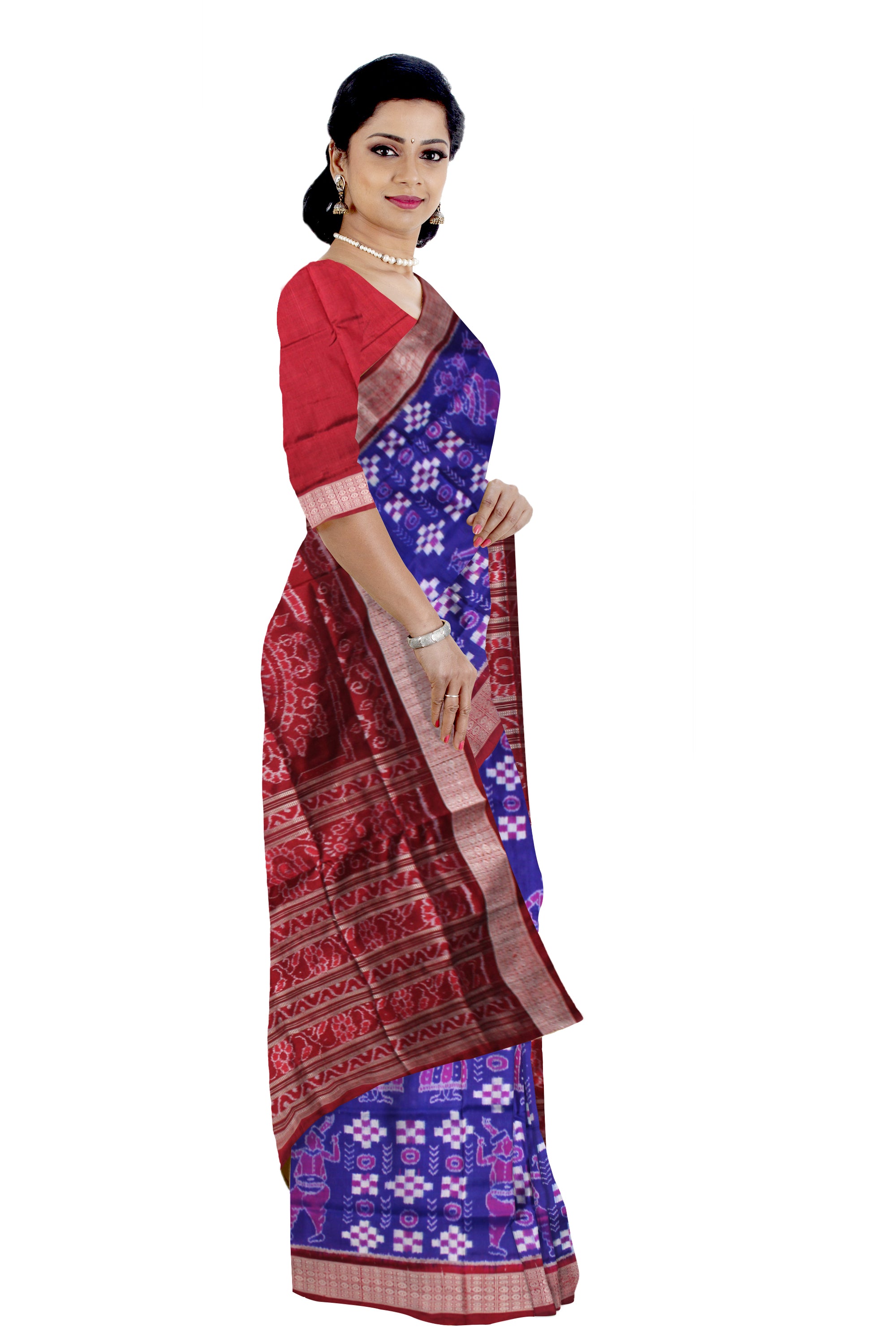 LATEST DESIGN  NARTAKI  WITH PASAPALI PATTERN PURE SILK SAREE IS BLUE AND MAROON COLOR BASE,AVAILABLE WITH MATCHING BLOUSE PIECE. - Koshali Arts & Crafts Enterprise