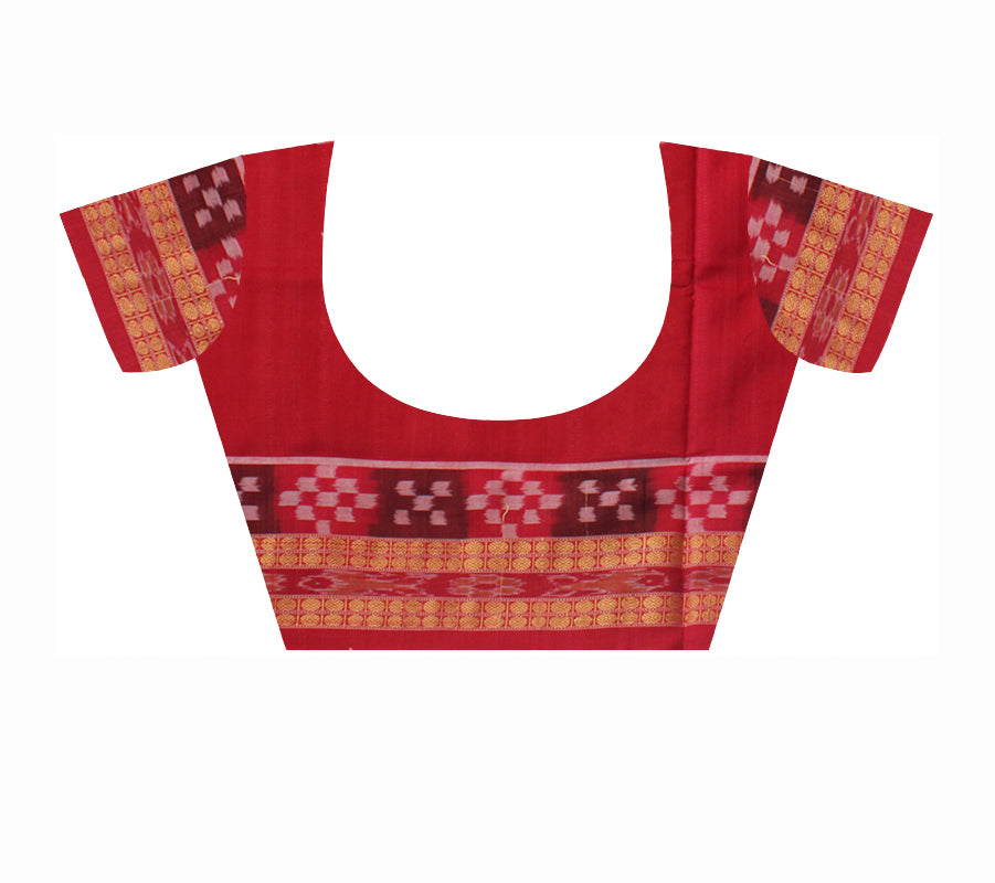 PASAPALI WITH LEAF PATTERN PURE COTTON SAREE IS HUNTER GREEN AND RED COLOR BASE,COMES WITH MATCHING BLOUSE PIECE. - Koshali Arts & Crafts Enterprise