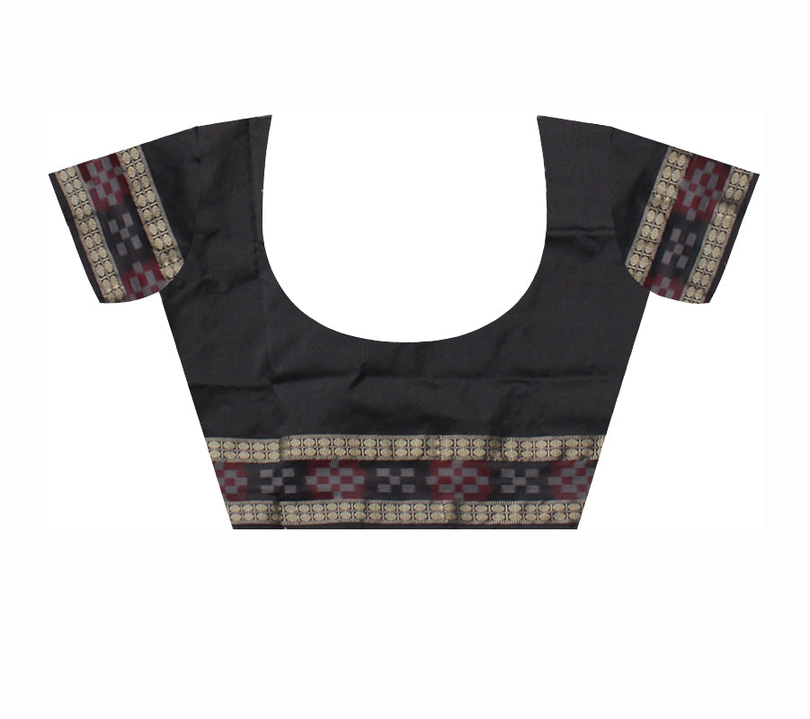 GREEN AND BLACK COLOR DHADI SAPTA PATTERN PATA SAREE,COMES WITH MATCHING BLOUSE PIECE. - Koshali Arts & Crafts Enterprise