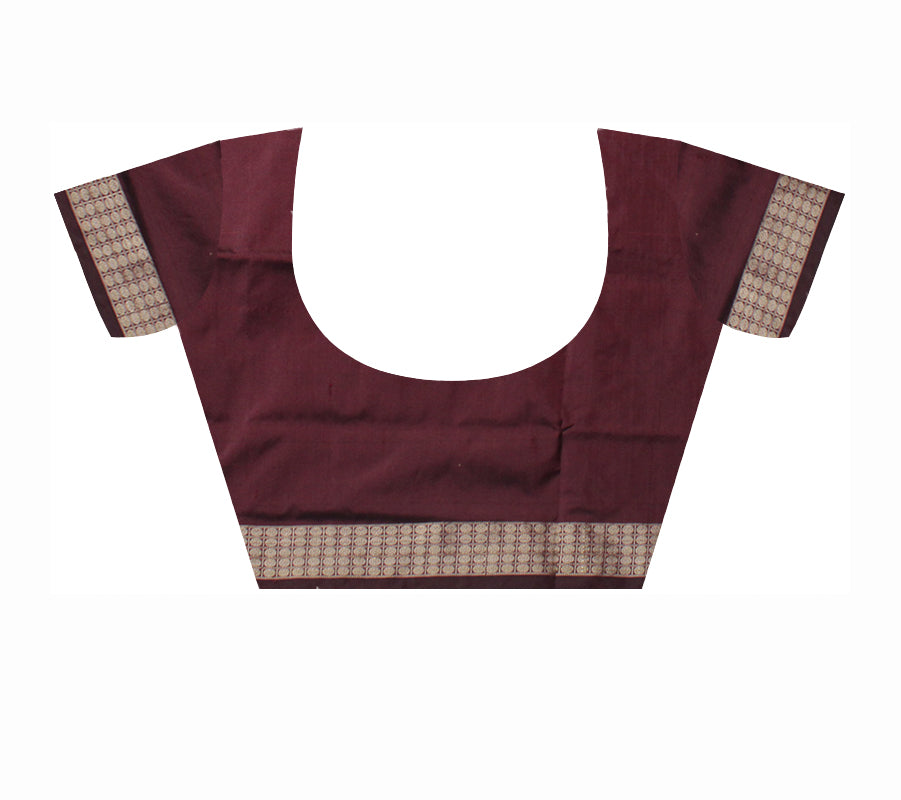 PASAPALI WITH PEACOCK PRINT BOMKEI PATA SAREE IS GREEN,MAROON AND COFFEE COLOR BASE, WITH MATCHING BLOUSE PIECE. - Koshali Arts & Crafts Enterprise