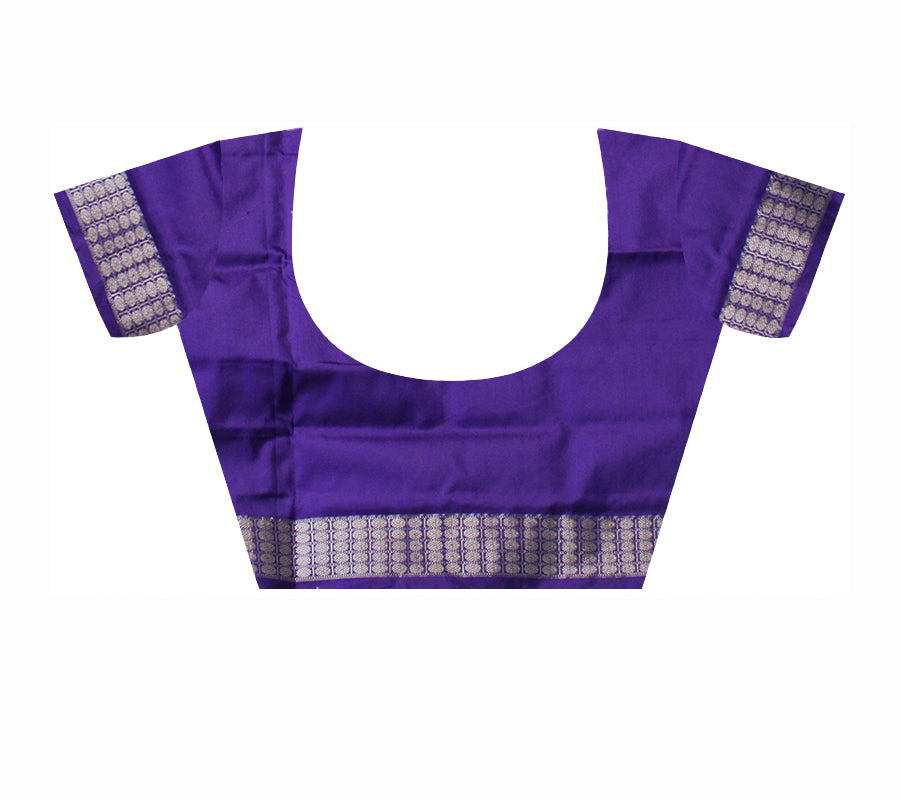 COPPER SULPHATE AND PURPLE COLOR SMALL BOOTY PATTERN PLAIN PATA SAREE,WITH BLOUSE PIECE. - Koshali Arts & Crafts Enterprise