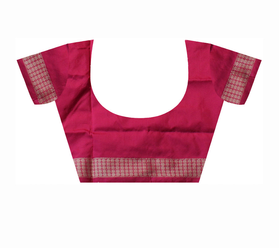 YELLOW AND MAGENTA COLOR PLAIN PATA SAREE,WITH BLOUSE PIECE. - Koshali Arts & Crafts Enterprise