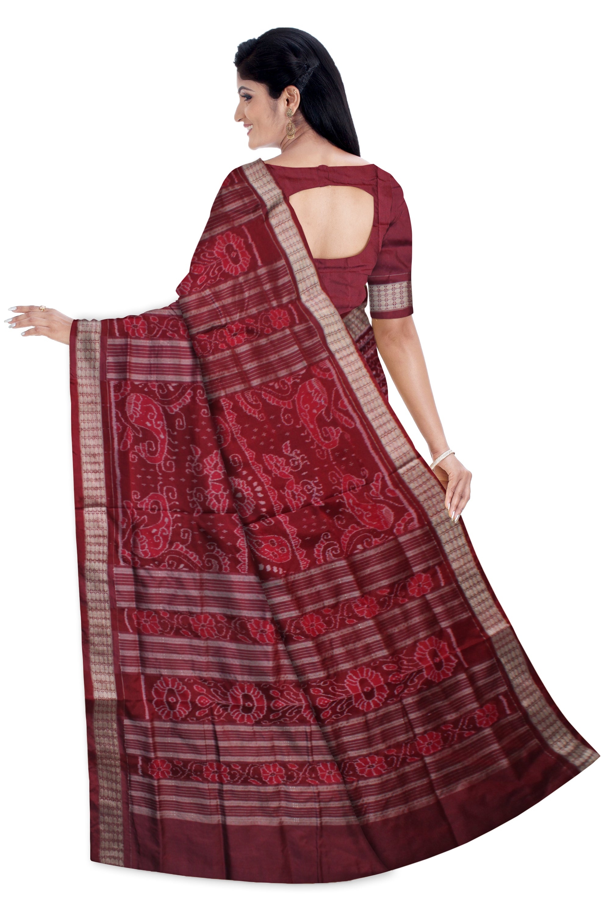 LATEST TERRACOTTA PATTERN PATA SAREE IS RANI PINK AND MAROON COLOR BASE,ATTACHED WITH MATCHING BLOUSE PIECE. - Koshali Arts & Crafts Enterprise