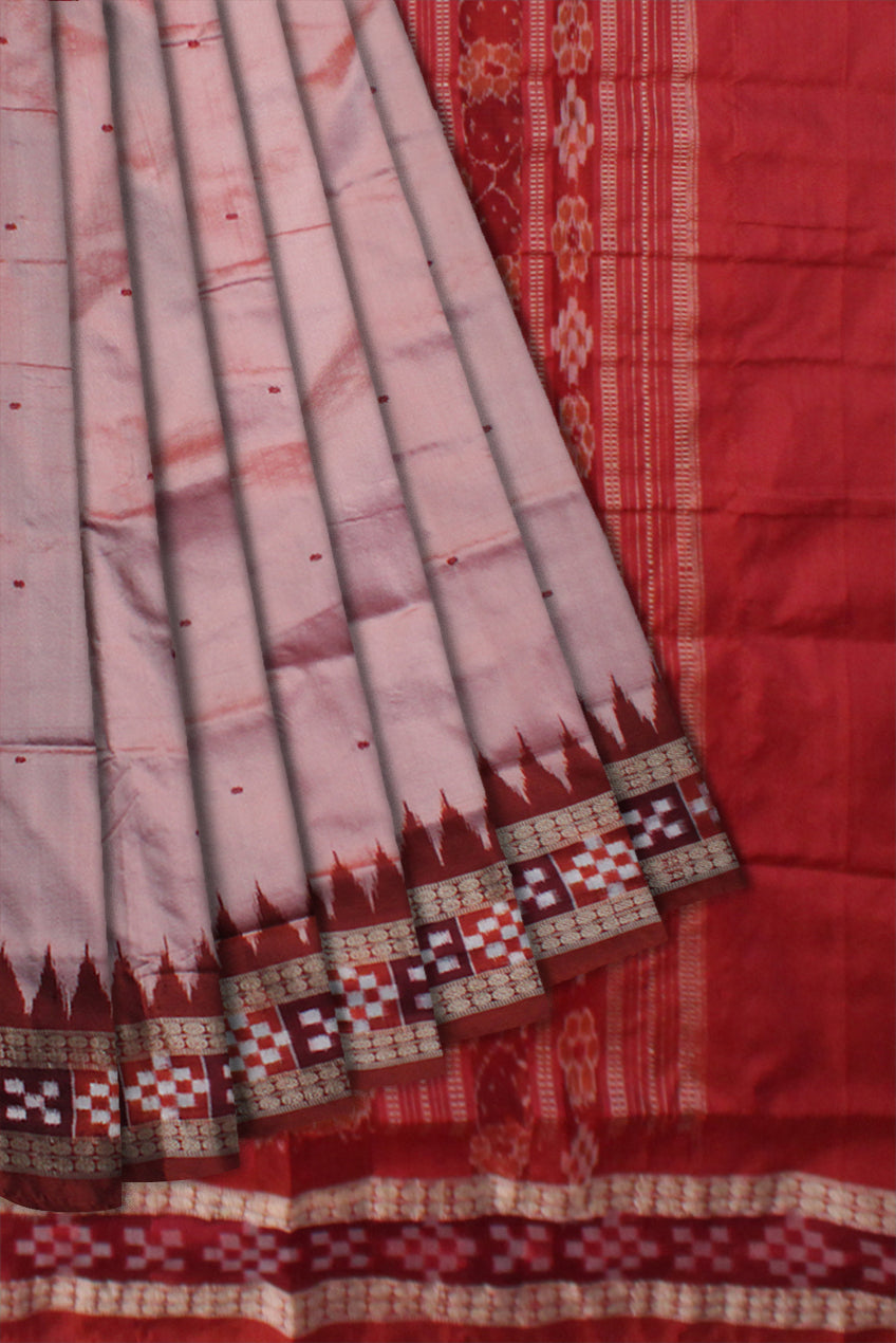 ROSYBROWN AND MAROON COLOR DHADI SAPTA PATA SAREE, WITH BLOUSE PIECE. - Koshali Arts & Crafts Enterprise