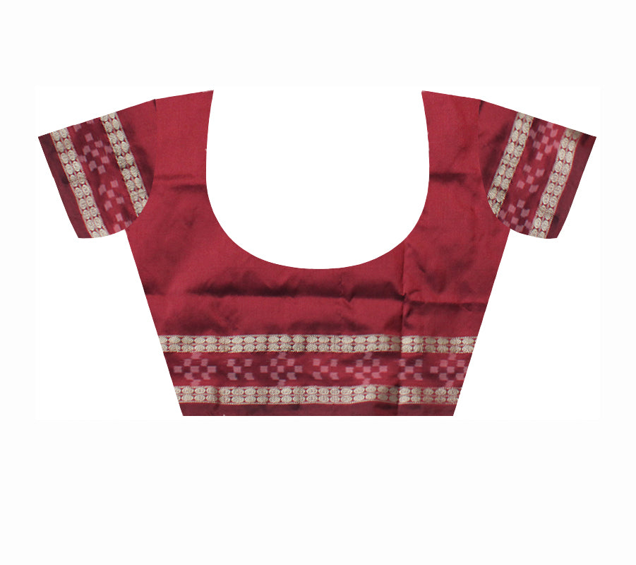 MEHENDI AND MAROON COLOR DHADI PASAPALI PATTERN PATA SAREE, WITH BLOUSE PIECE. - Koshali Arts & Crafts Enterprise
