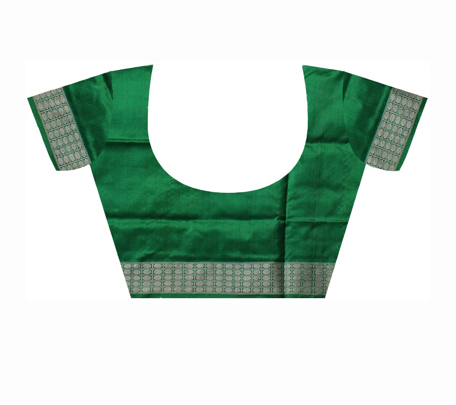 RED AND GREEN COLOR TERRACOTTA WITH PASAPALI PATTERN PURE SILK SAREE,WITH MATCHING BLOUSE PIECE. - Koshali Arts & Crafts Enterprise