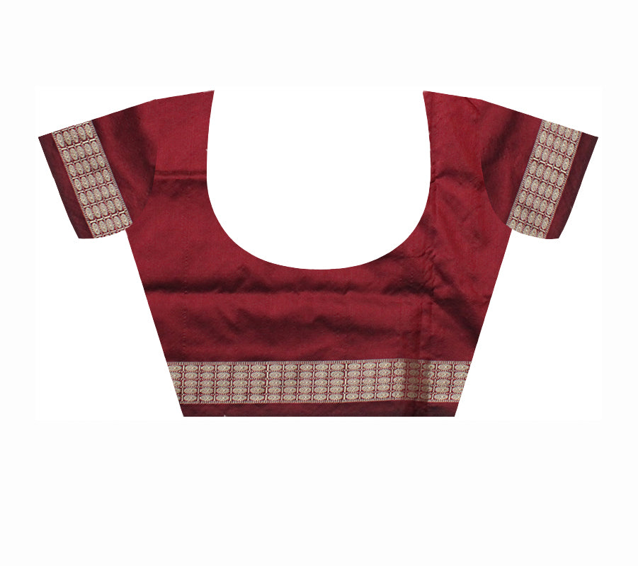 TERRACOTTA PATTERN PATLI PATA SAREE IS BLACK AND MAROON COLOR BASE,COMES WITH MATCHING BLOUSE PIECE. - Koshali Arts & Crafts Enterprise