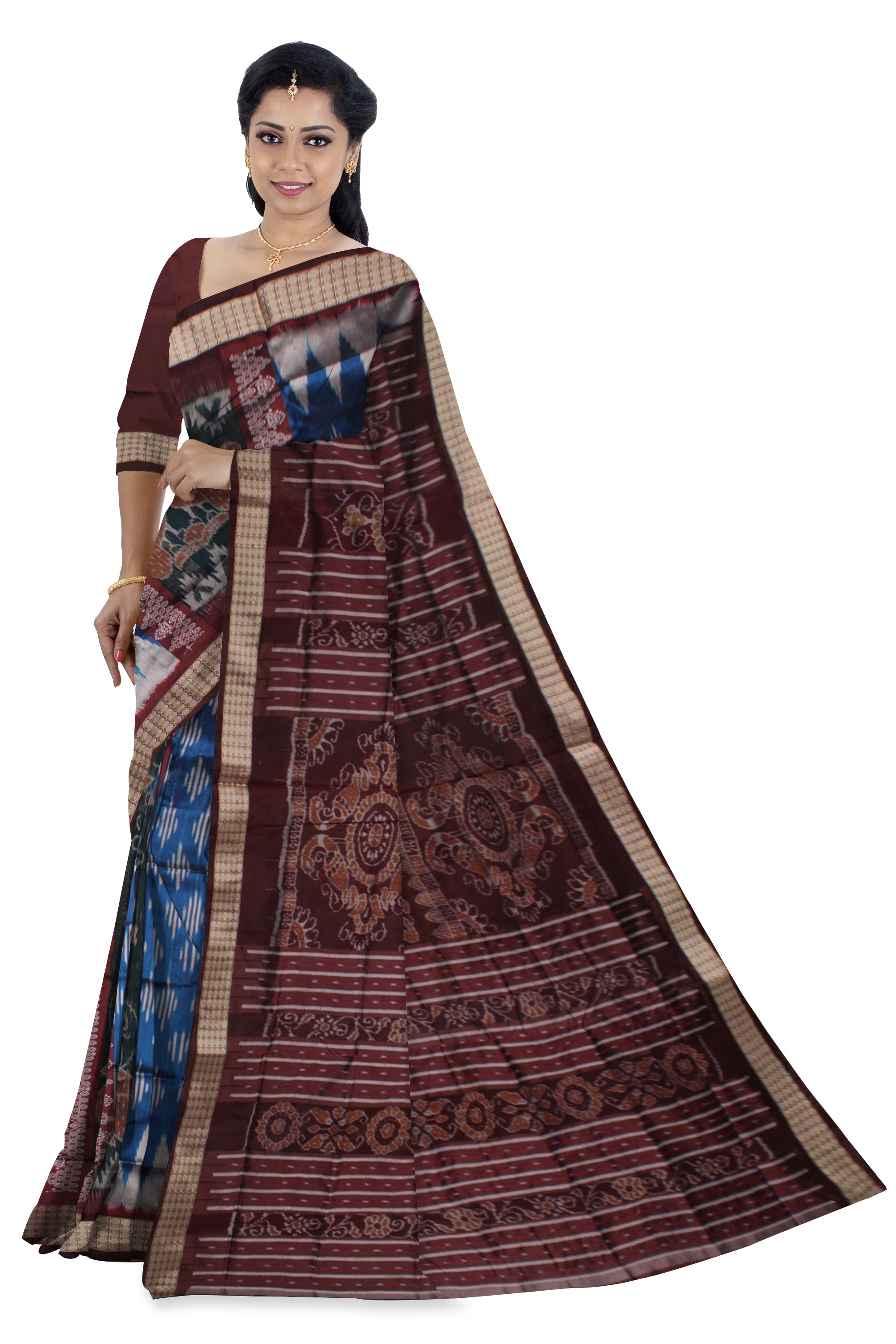 Traditional peacock with ikat pattern Pata saree is 3d color base. - Koshali Arts & Crafts Enterprise