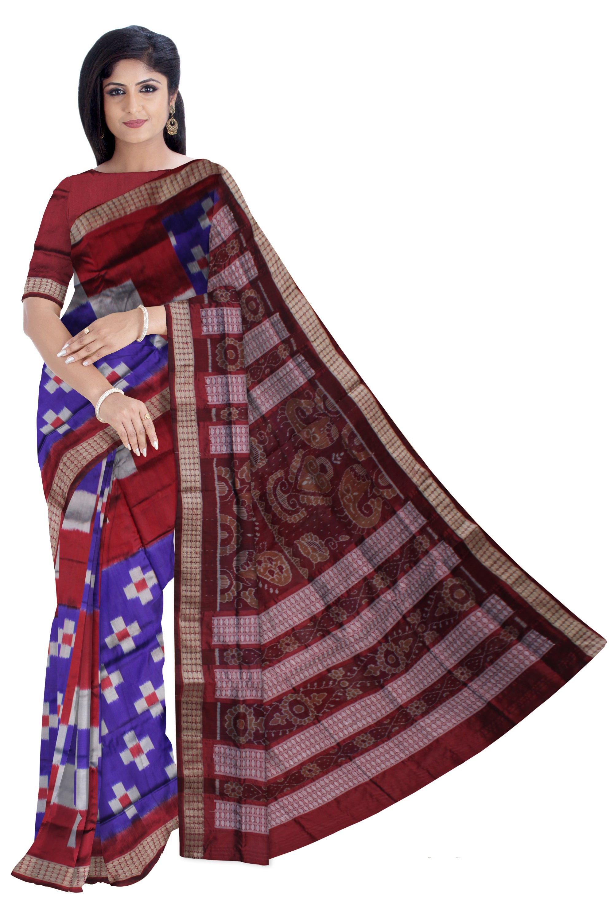 Small Pasapali with big Pasapali pattern Pata Saree,with Rudraksha border. - Koshali Arts & Crafts Enterprise