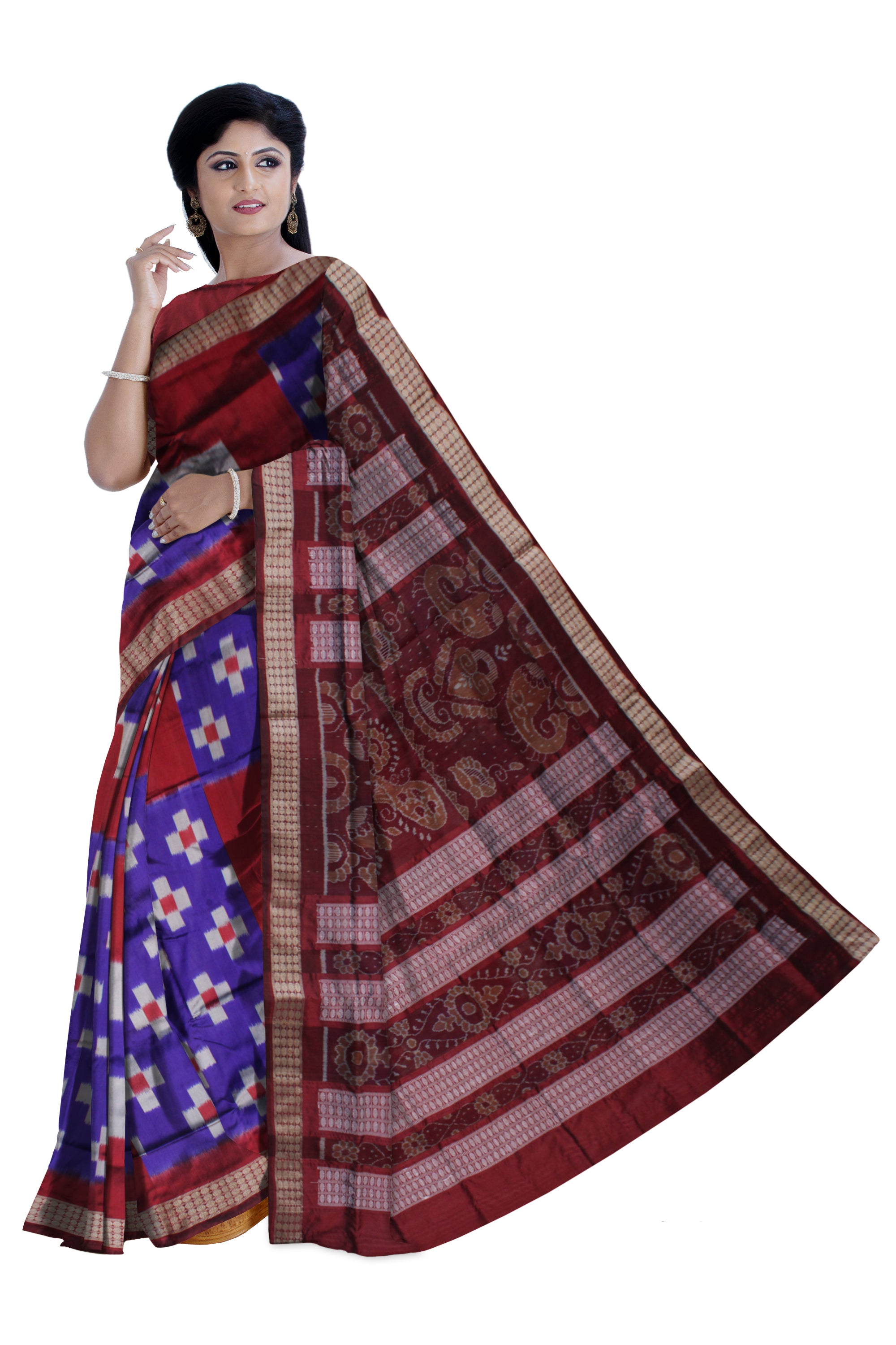 Small Pasapali with big Pasapali pattern Pata Saree,with Rudraksha border. - Koshali Arts & Crafts Enterprise