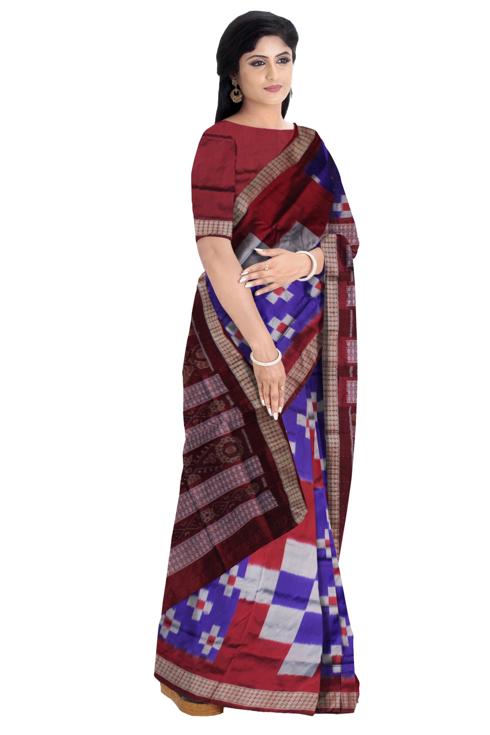 Small Pasapali with big Pasapali pattern Pata Saree,with Rudraksha border. - Koshali Arts & Crafts Enterprise