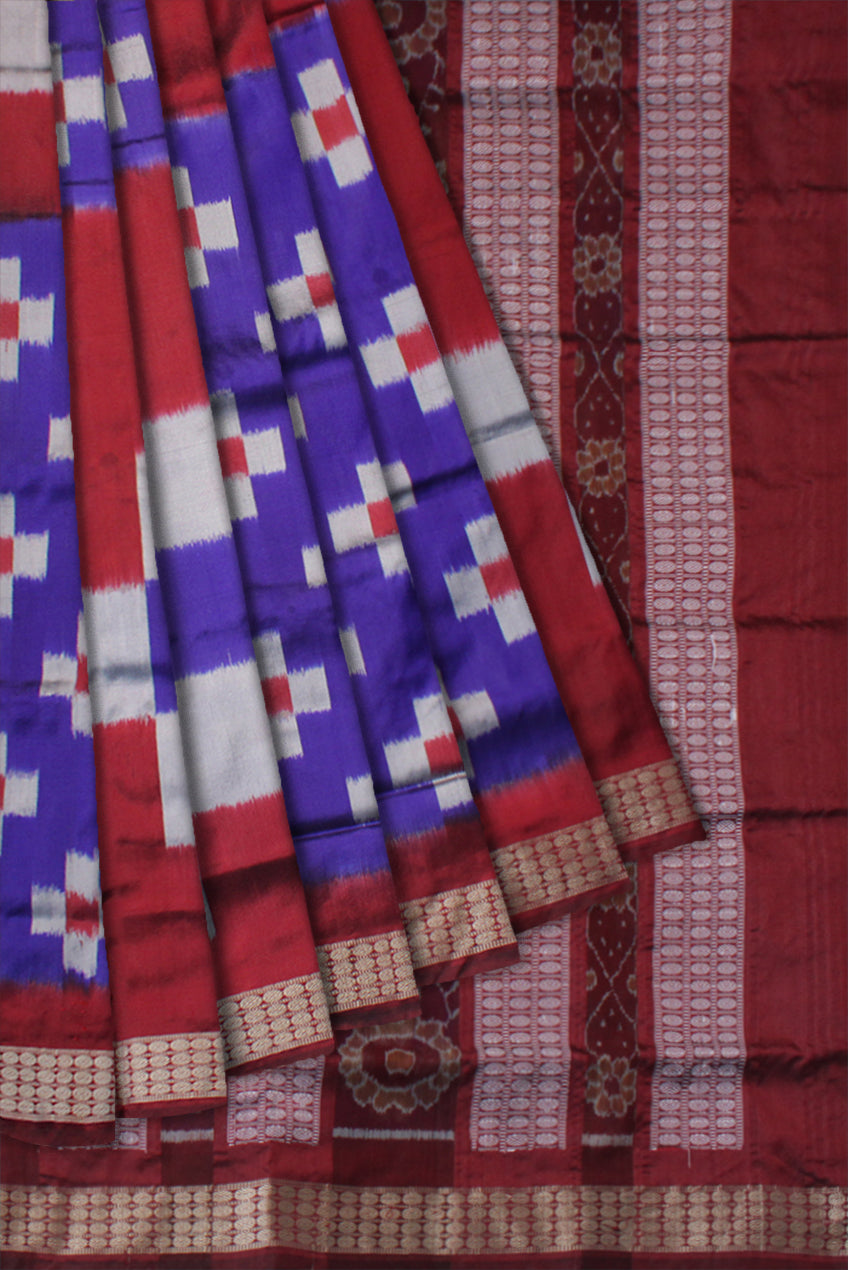 Small Pasapali with big Pasapali pattern Pata Saree,with Rudraksha border. - Koshali Arts & Crafts Enterprise