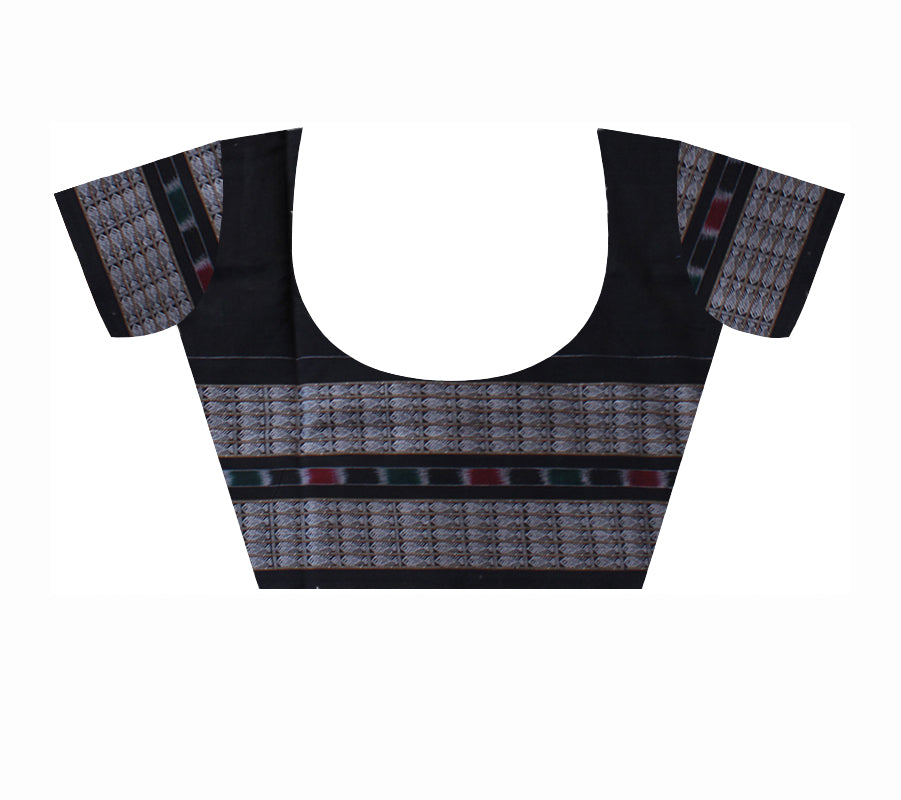 Pasapalli Design Sambalpuri Cotton Saree.It has a beautiful  black and red color combination. - Koshali Arts & Crafts Enterprise