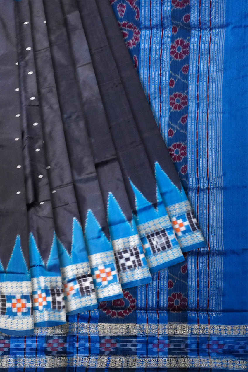 Black pasapali border sambalpuri silk saree. - Koshali Arts & Crafts Enterprise