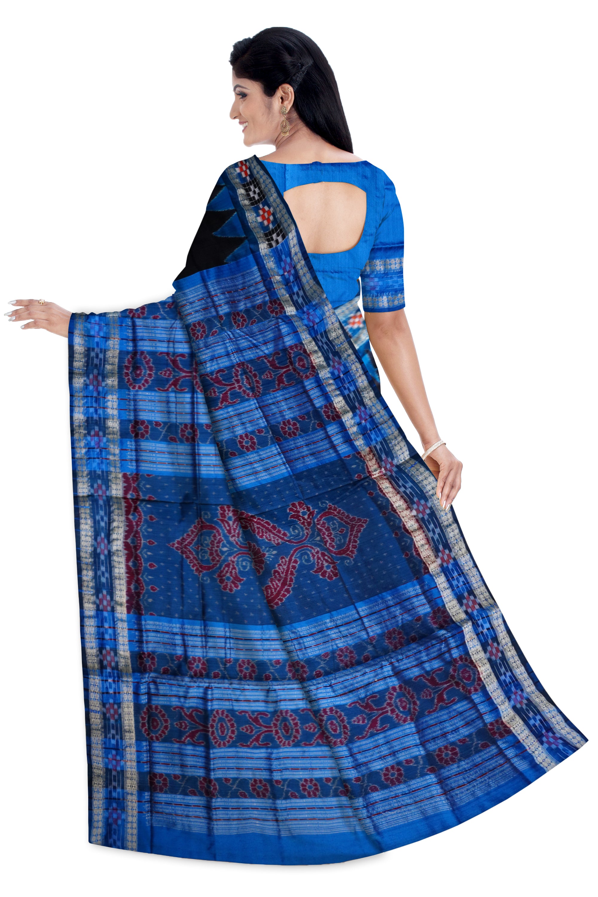 Black pasapali border sambalpuri silk saree. - Koshali Arts & Crafts Enterprise