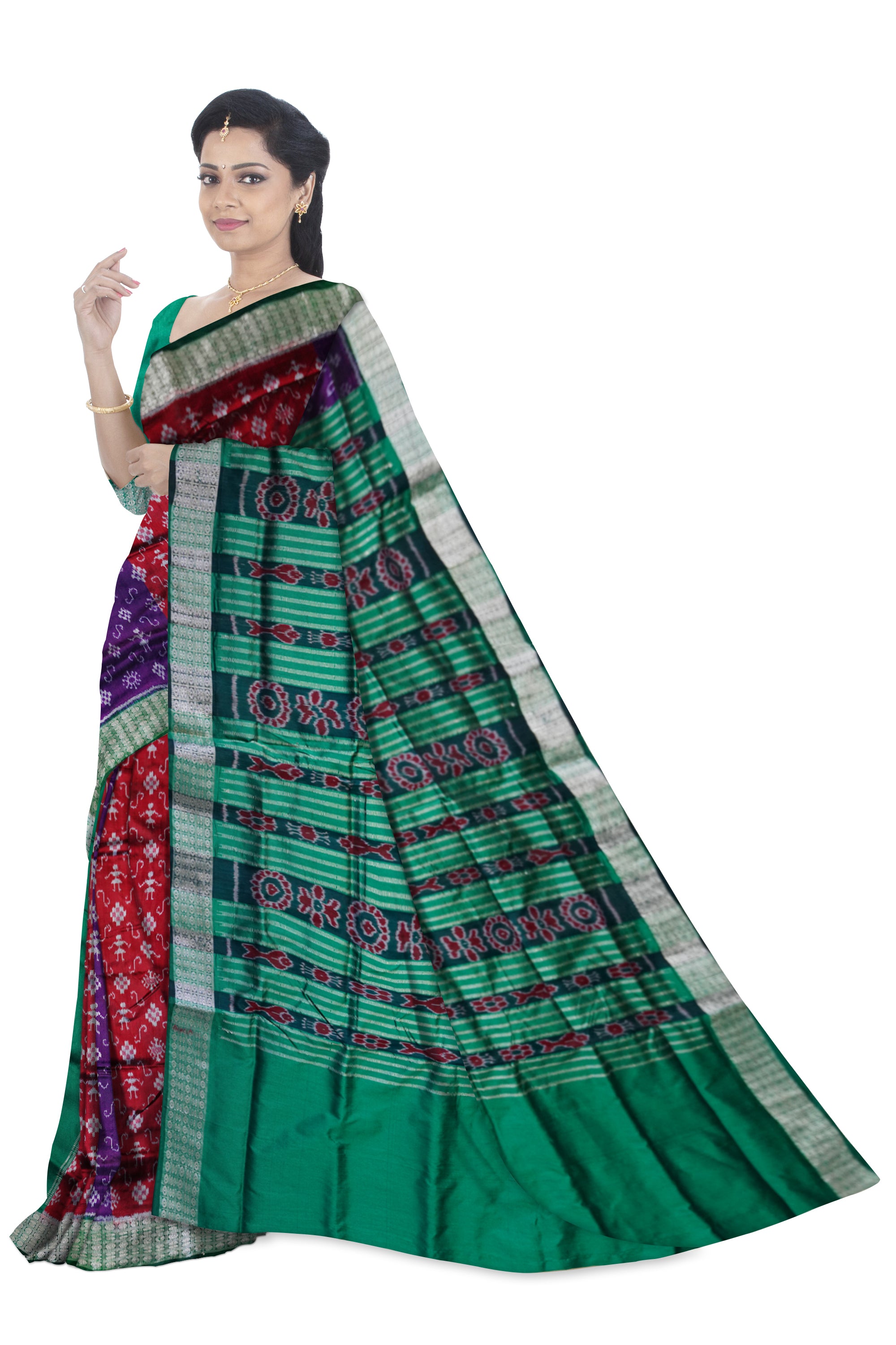 3d color terracotta pattern patli pata saree. - Koshali Arts & Crafts Enterprise