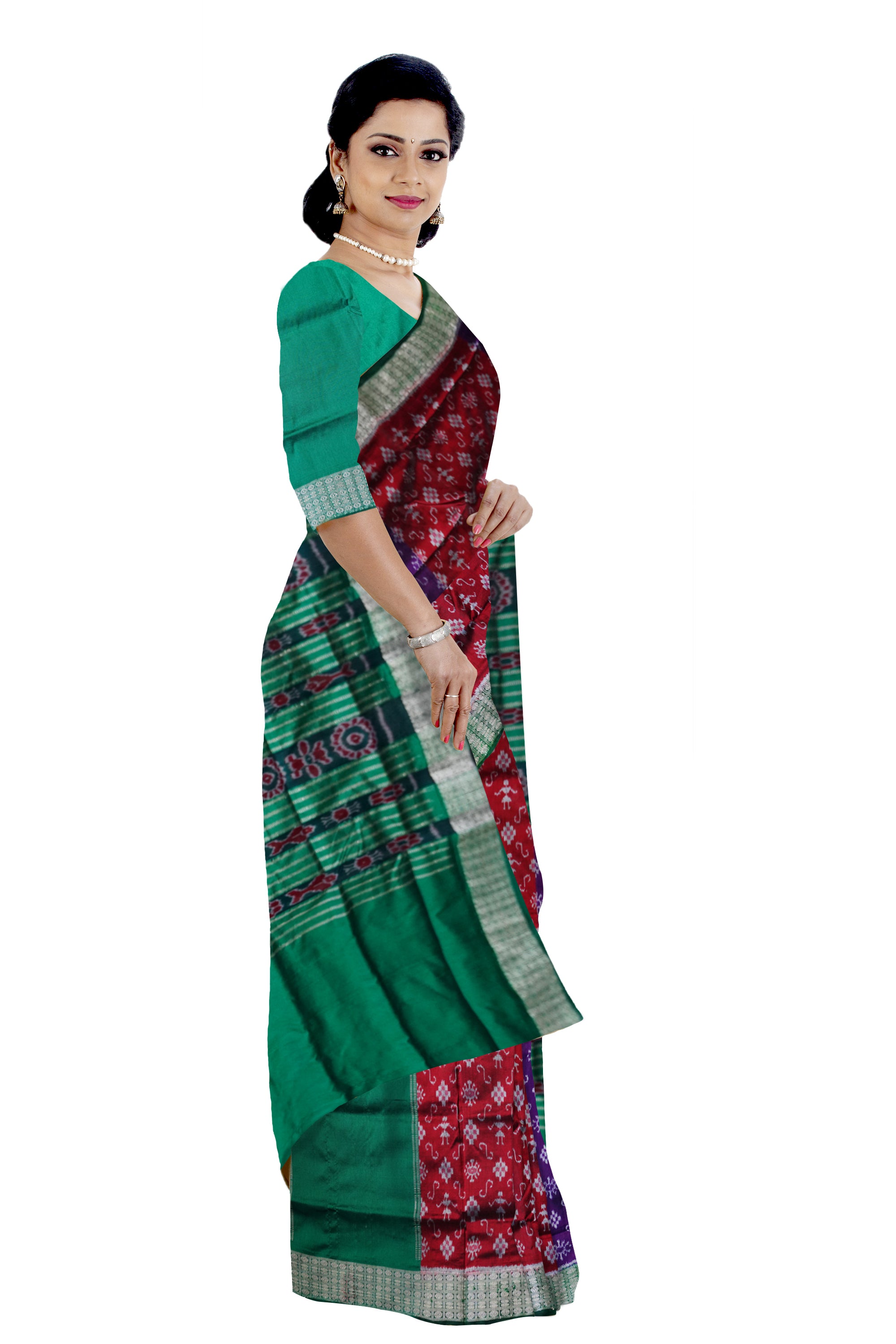 3d color terracotta pattern patli pata saree. - Koshali Arts & Crafts Enterprise