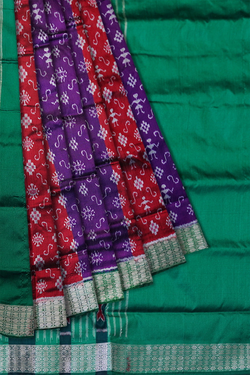 3d color terracotta pattern patli pata saree. - Koshali Arts & Crafts Enterprise