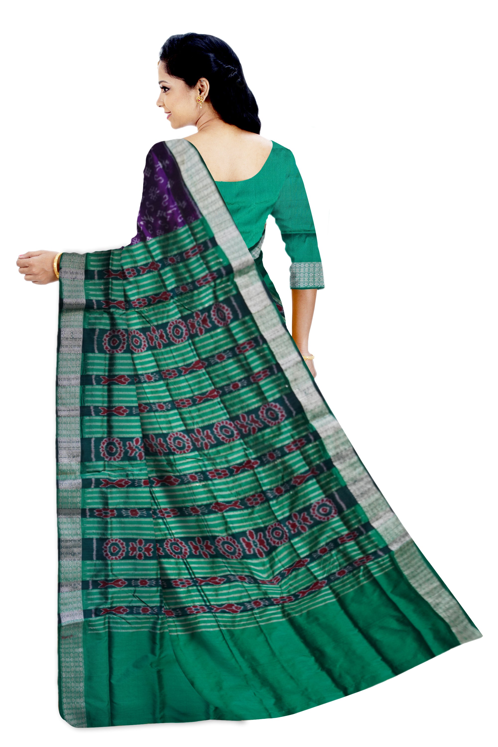 3d color terracotta pattern patli pata saree. - Koshali Arts & Crafts Enterprise