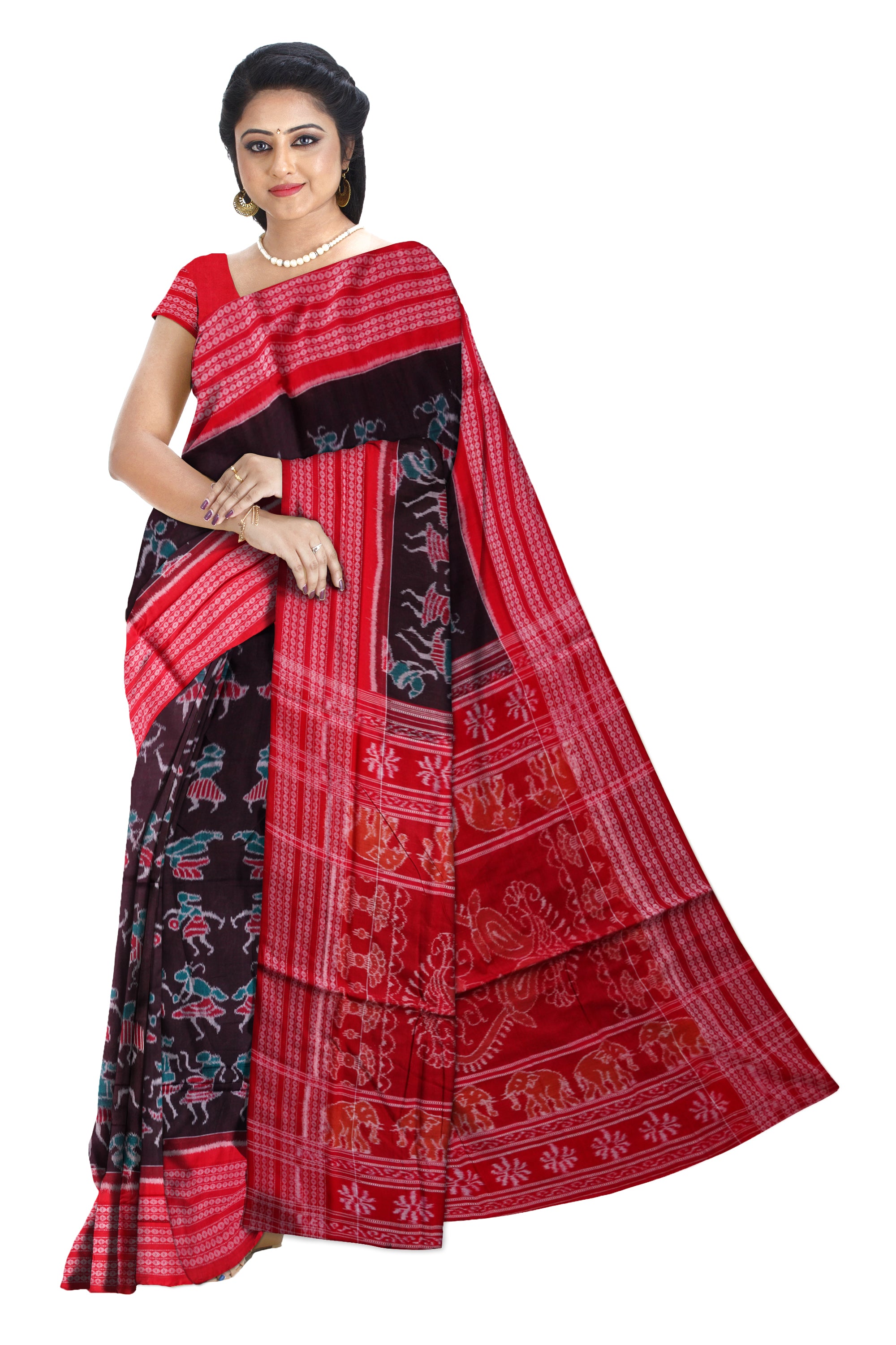 Tribal pattern pure cotton saree. - Koshali Arts & Crafts Enterprise