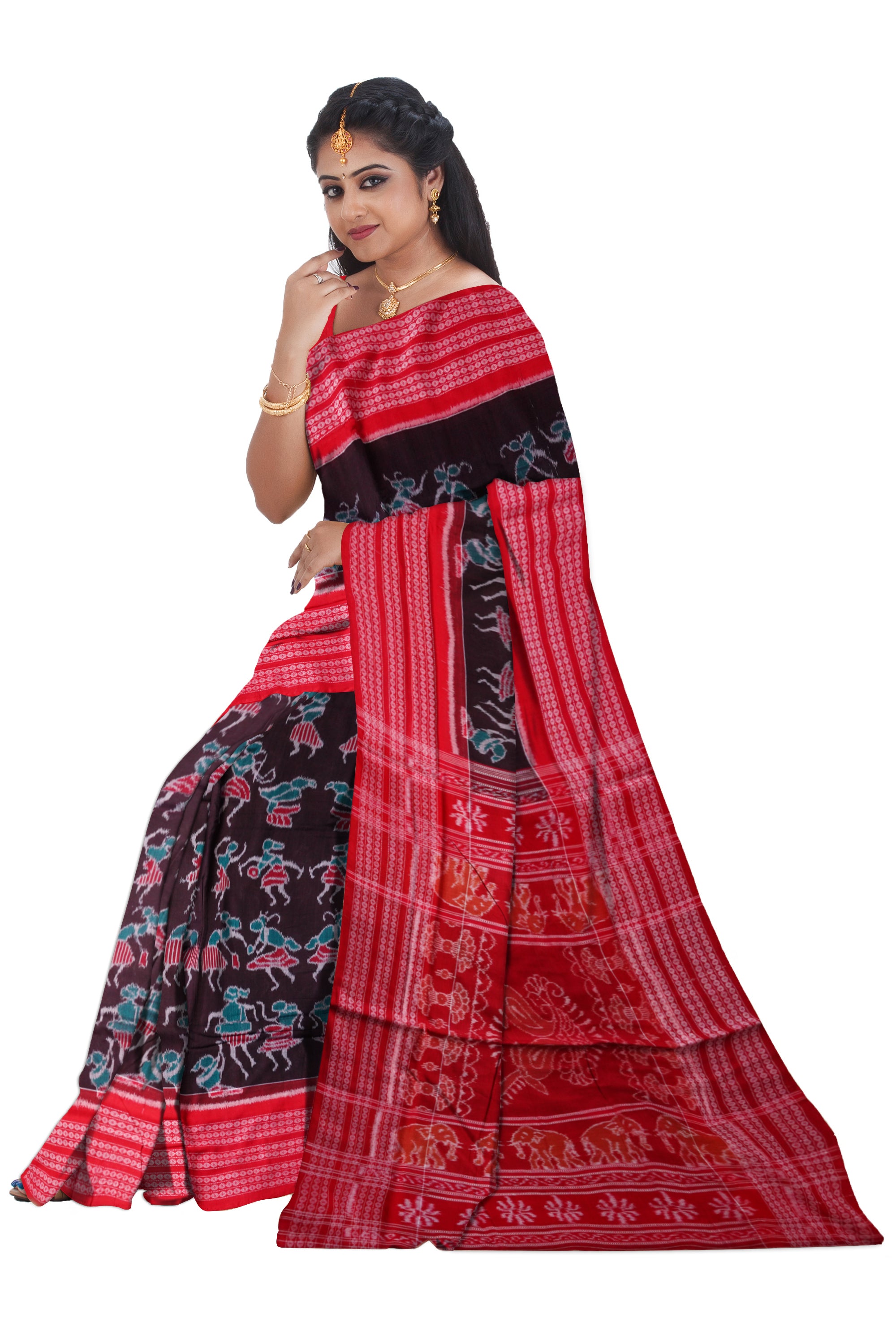 Tribal pattern pure cotton saree. - Koshali Arts & Crafts Enterprise