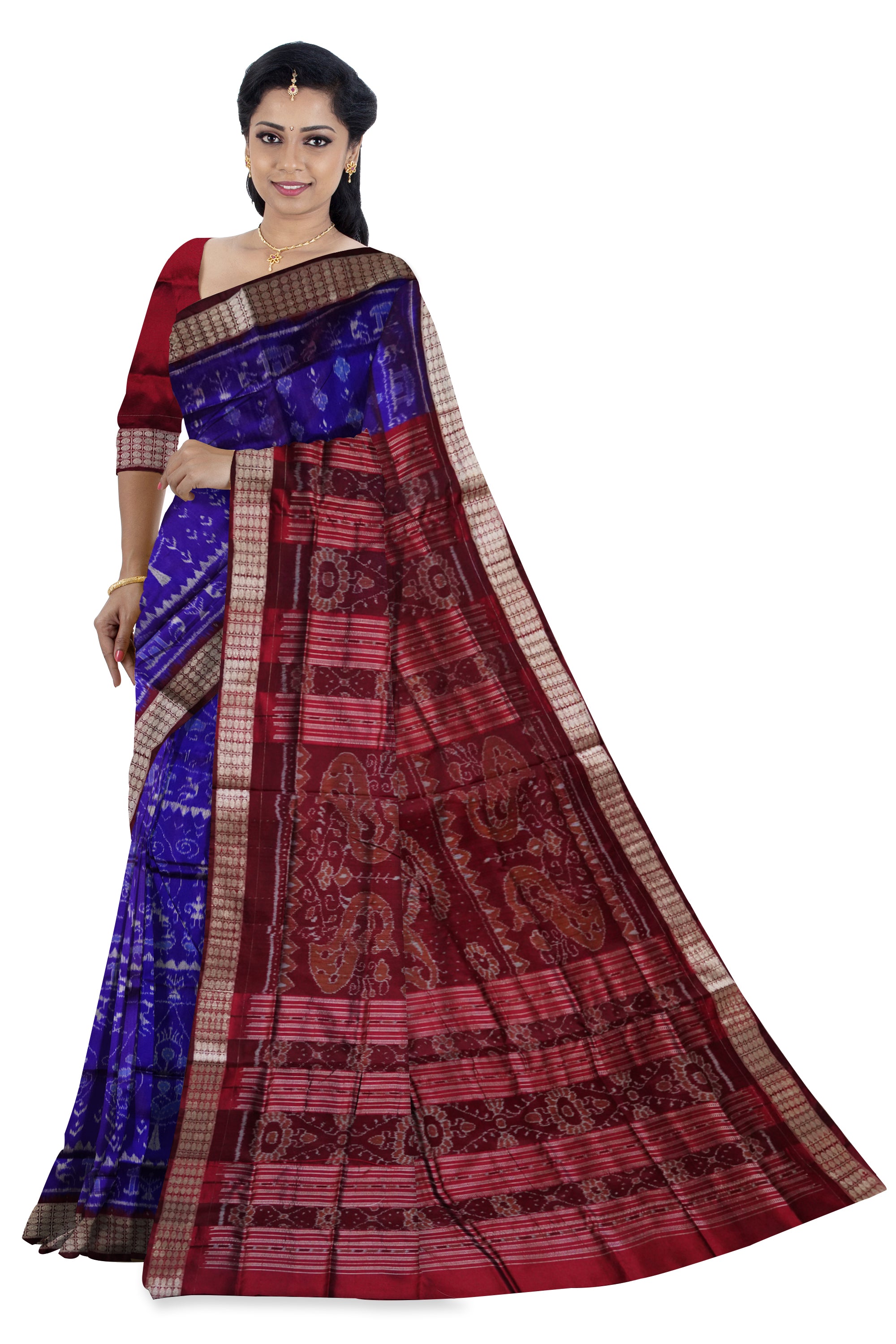 Traditional terracotta with village pattern pata saree. - Koshali Arts & Crafts Enterprise