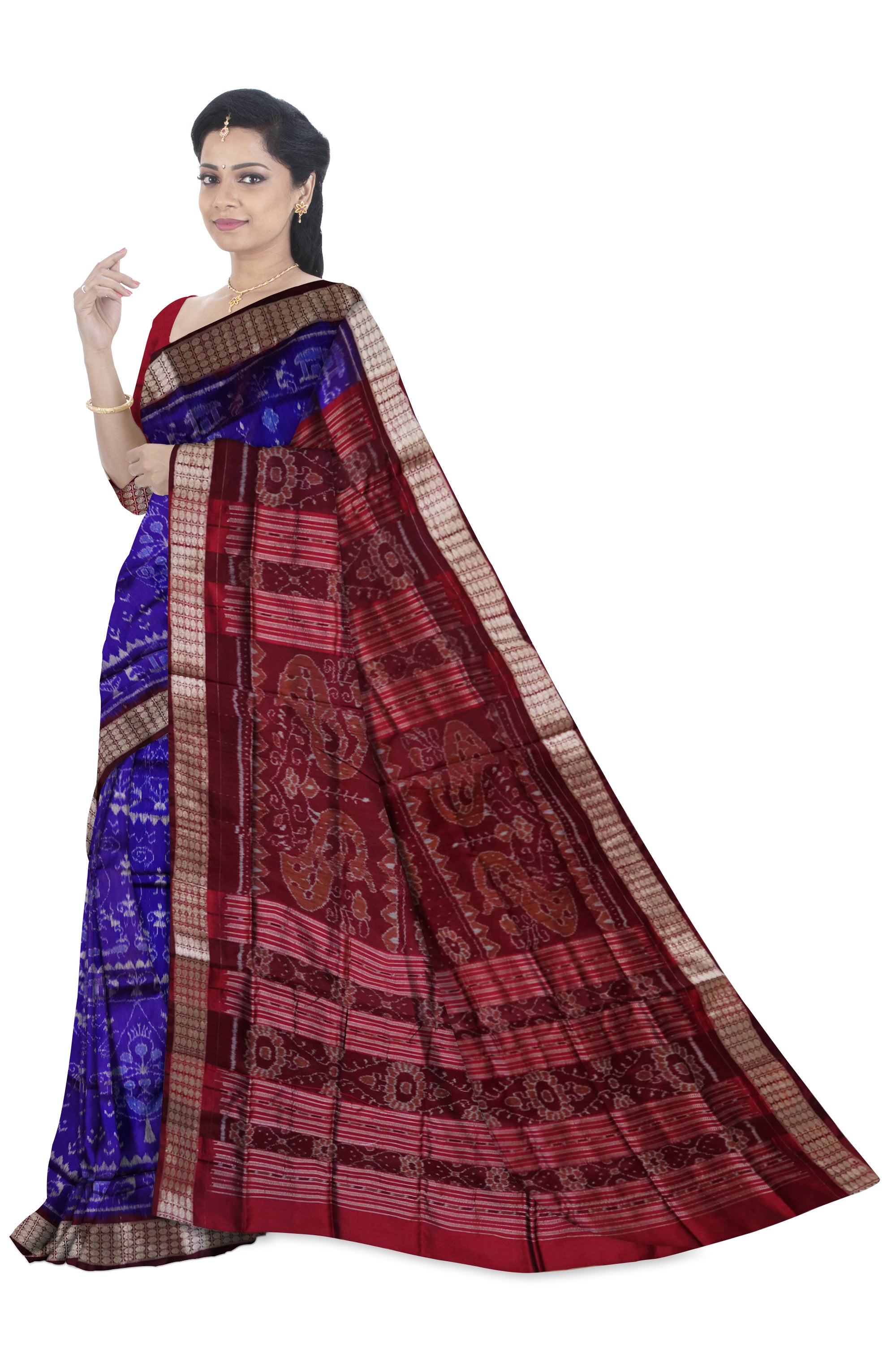 Traditional terracotta with village pattern pata saree. - Koshali Arts & Crafts Enterprise