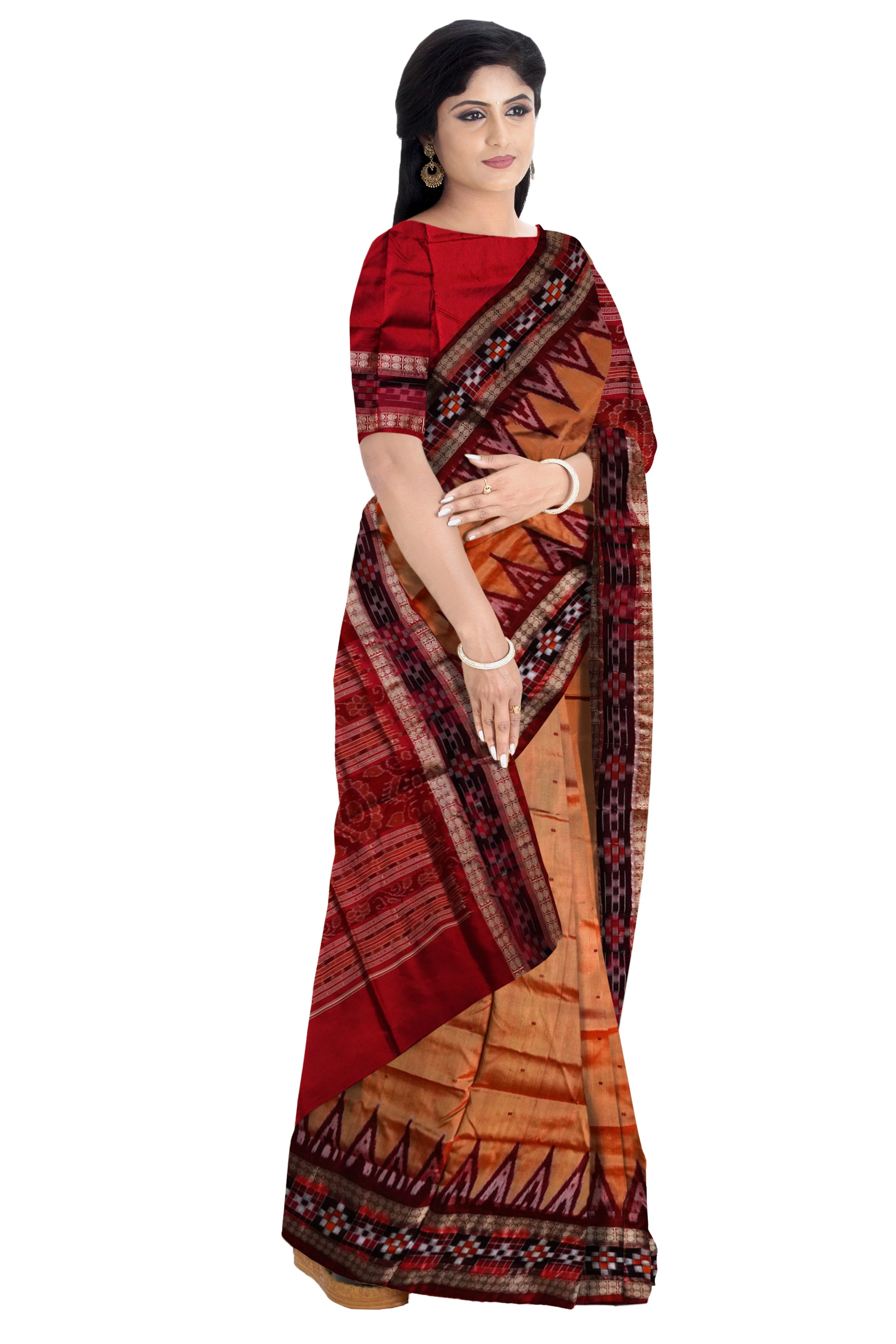 Yellow & maroon color pasapali border plain pata saree. - Koshali Arts & Crafts Enterprise