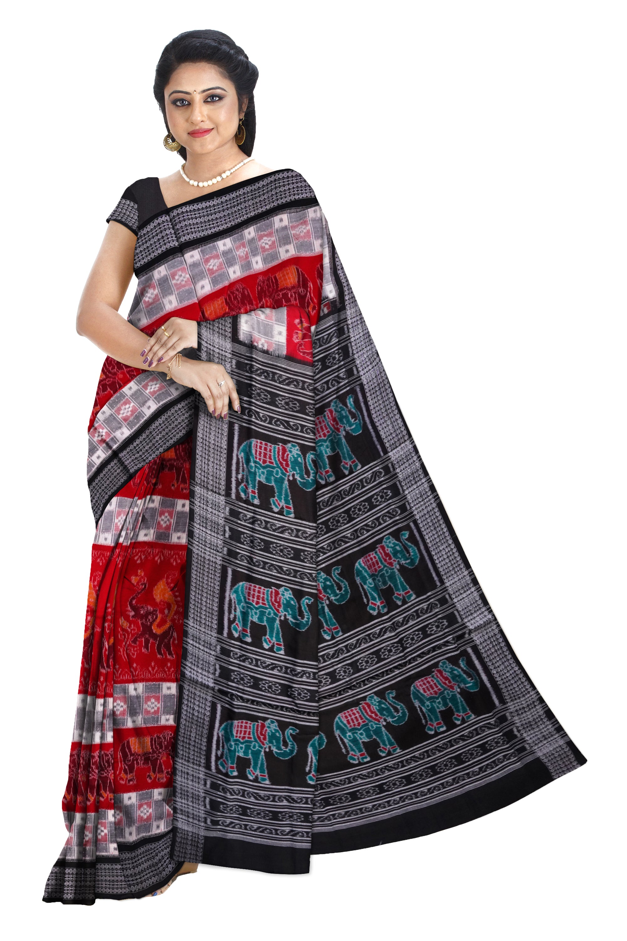 Elephant design pure cotton saree. - Koshali Arts & Crafts Enterprise