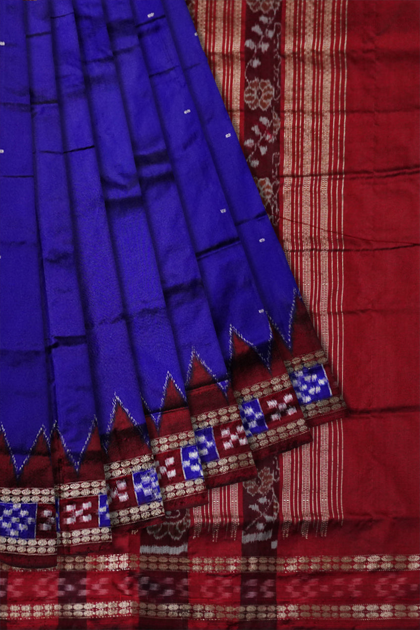 Pasapali border royal blue pata saree. - Koshali Arts & Crafts Enterprise