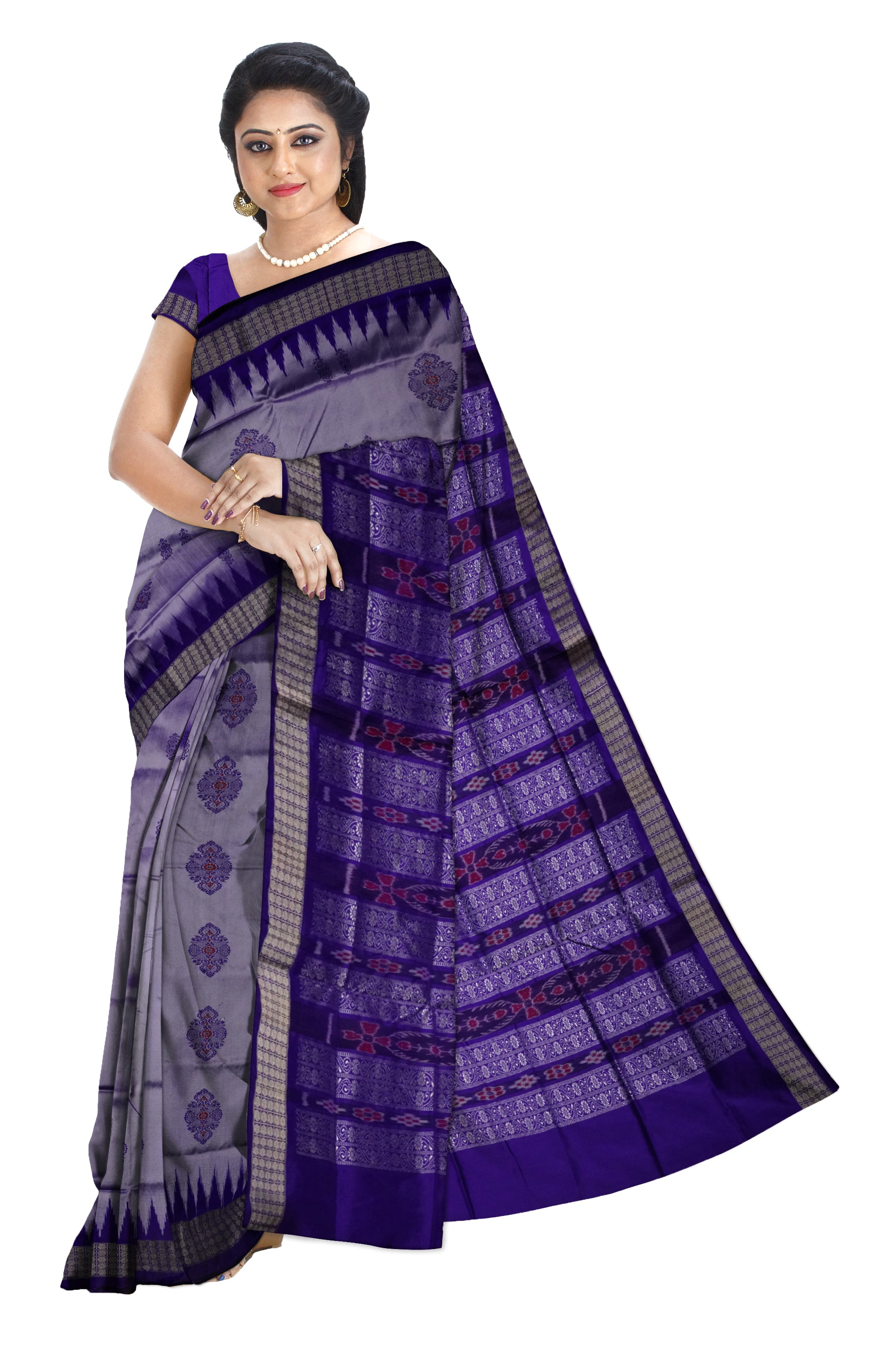 Silver & Purple color padma pata saree. - Koshali Arts & Crafts Enterprise