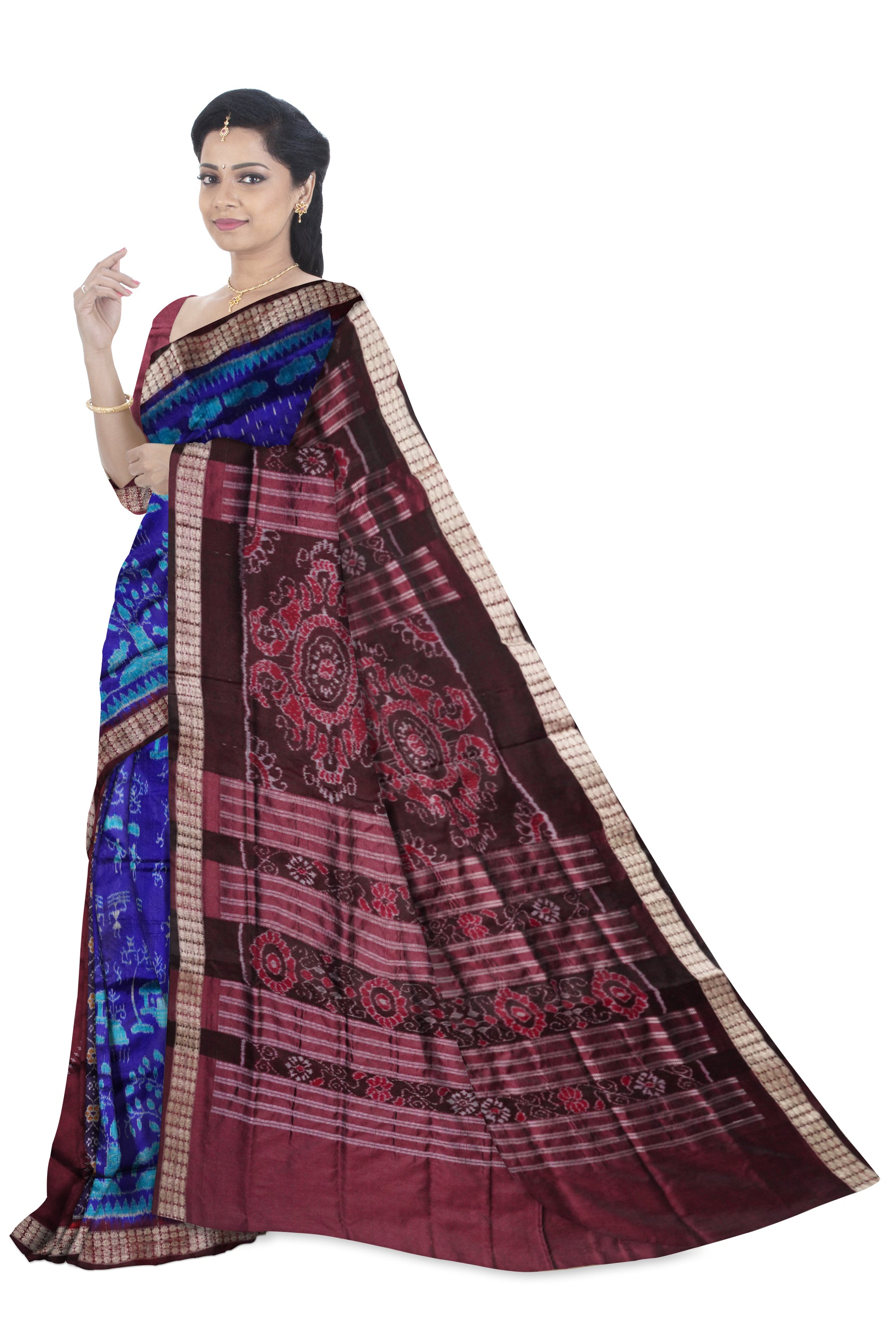 3D Color traditional village pattern patli pata saree. - Koshali Arts & Crafts Enterprise