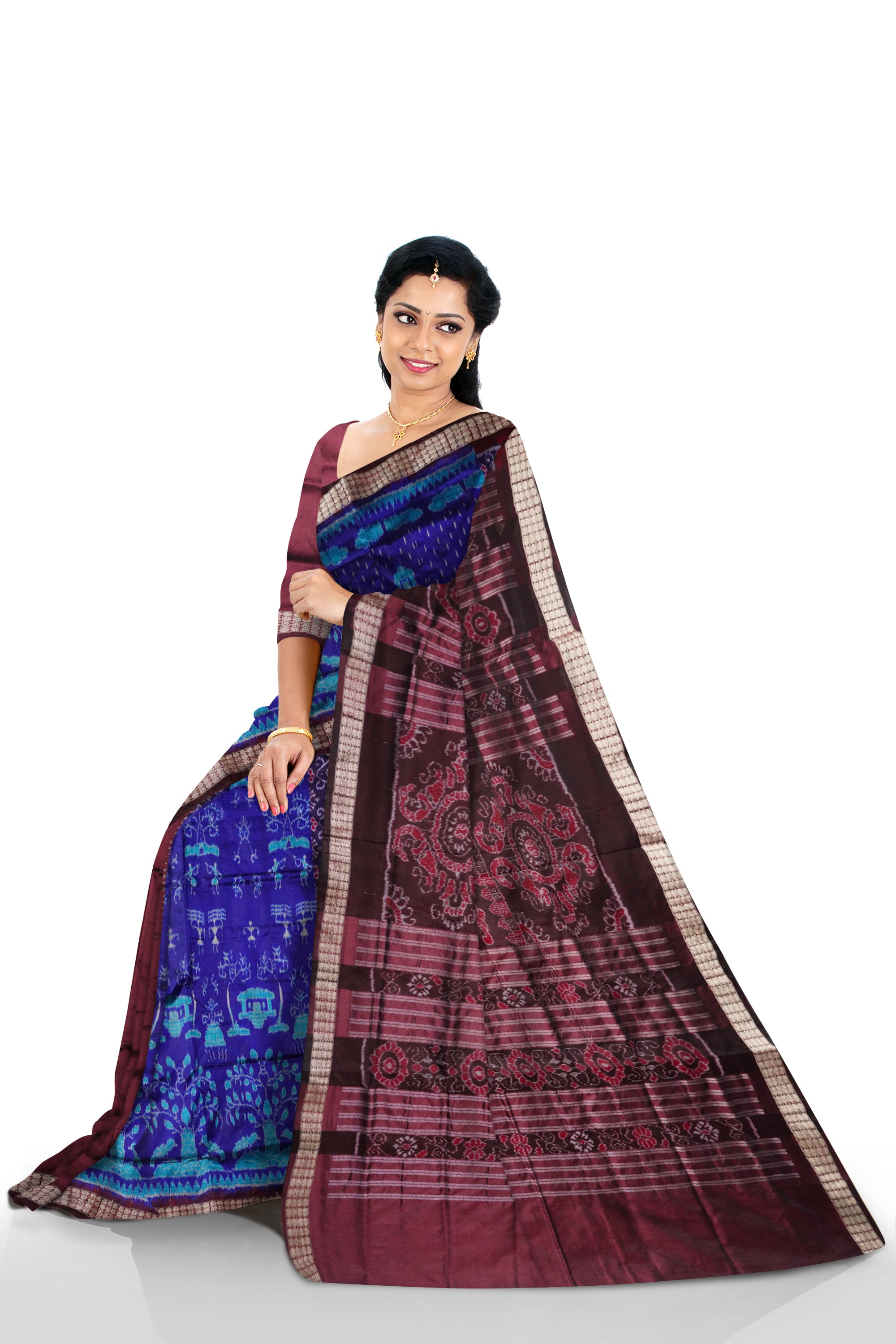 3D Color traditional village pattern patli pata saree. - Koshali Arts & Crafts Enterprise