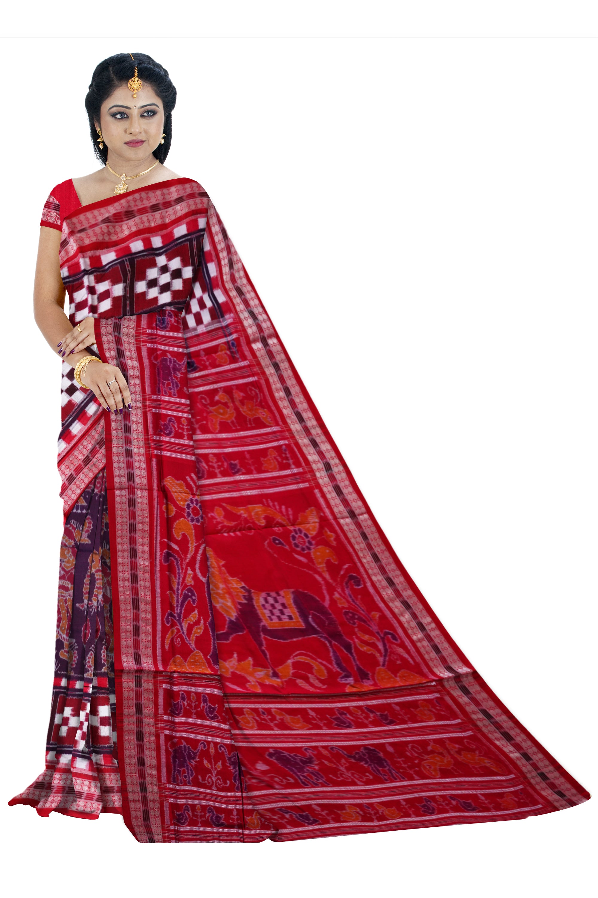 Pasapali with odishi dance pattern pure cotton saree. - Koshali Arts & Crafts Enterprise