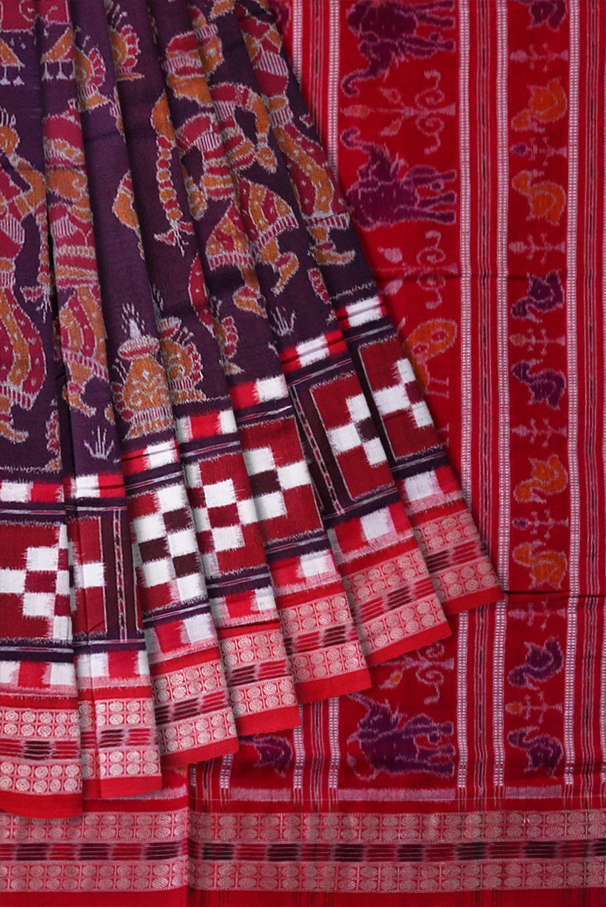 Pasapali with odishi dance pattern pure cotton saree. - Koshali Arts & Crafts Enterprise