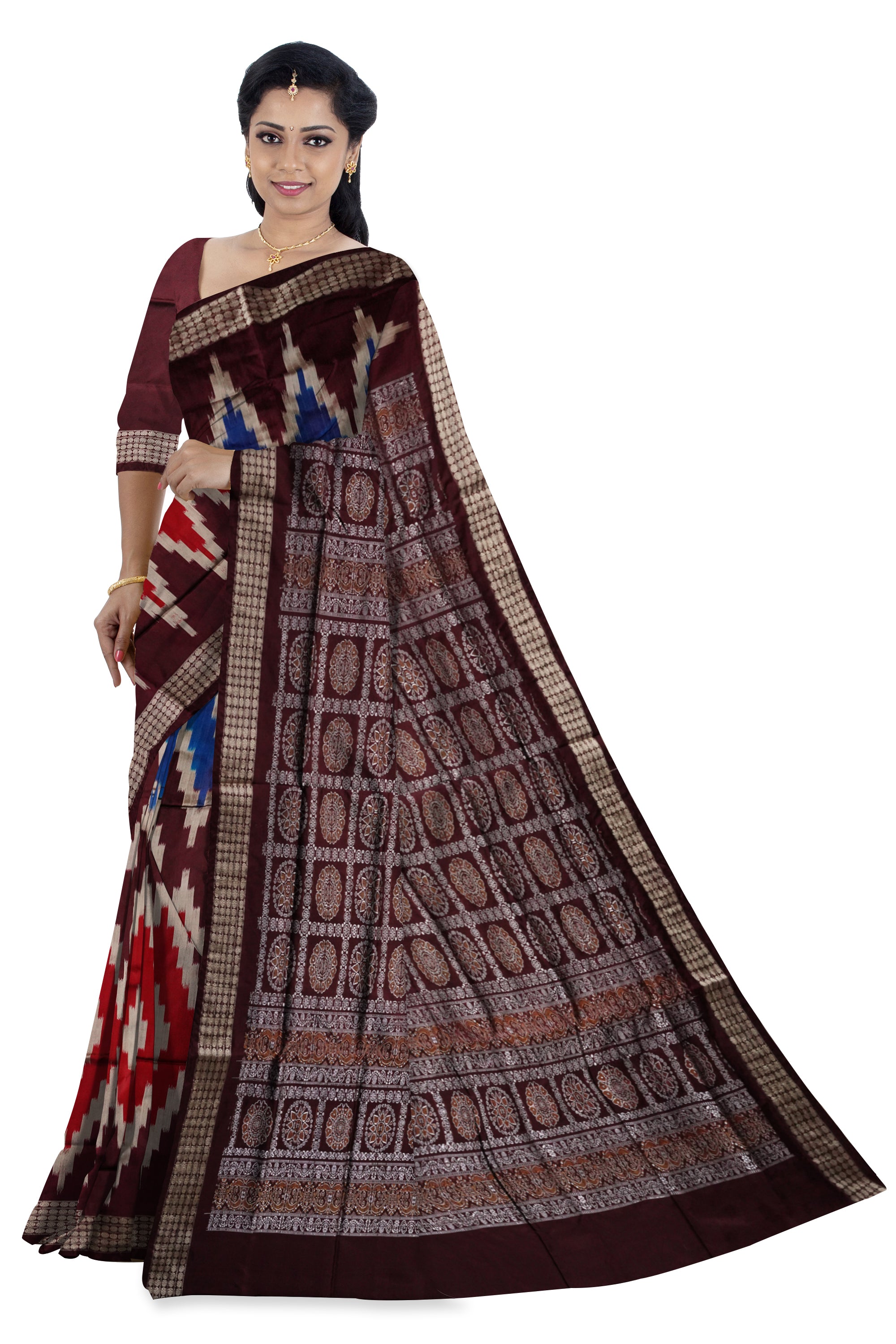 3d color zig zag pattern sambalpuri pata saree . - Koshali Arts & Crafts Enterprise