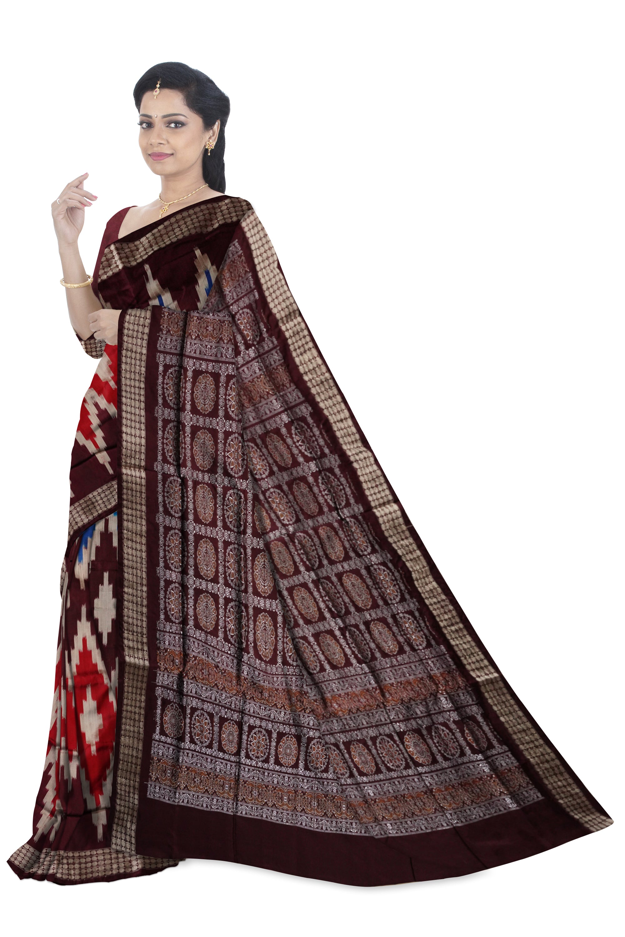 3d color zig zag pattern sambalpuri pata saree . - Koshali Arts & Crafts Enterprise