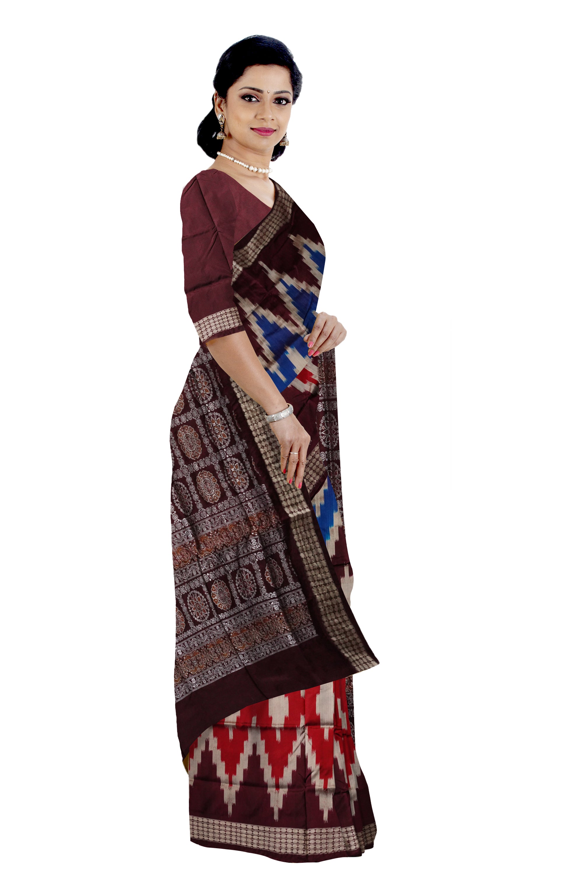 3d color zig zag pattern sambalpuri pata saree . - Koshali Arts & Crafts Enterprise