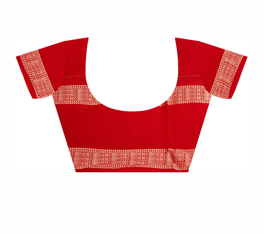 Violet & Red color big border pattern pure cotton saree. - Koshali Arts & Crafts Enterprise