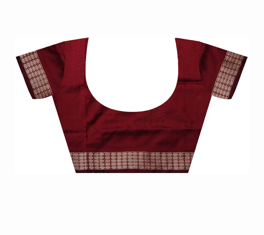 Sapphire and maroon color plain pata saree. - Koshali Arts & Crafts Enterprise